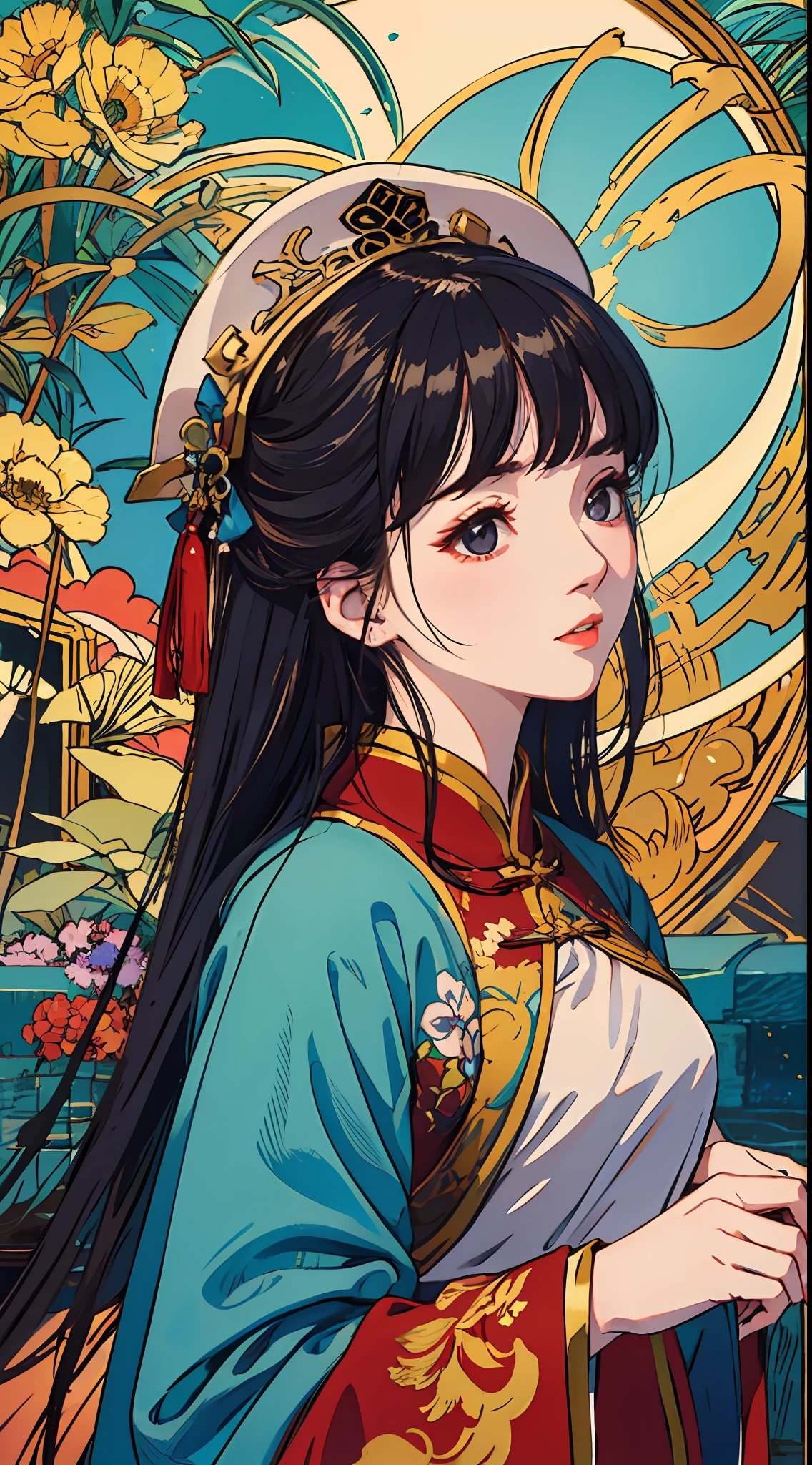 masterpiece,high quallity,highly detailed,1 girl,ancient chinese clothing,stand,by the pool,by the hot spring,mist,a dim light,close up,dudou,