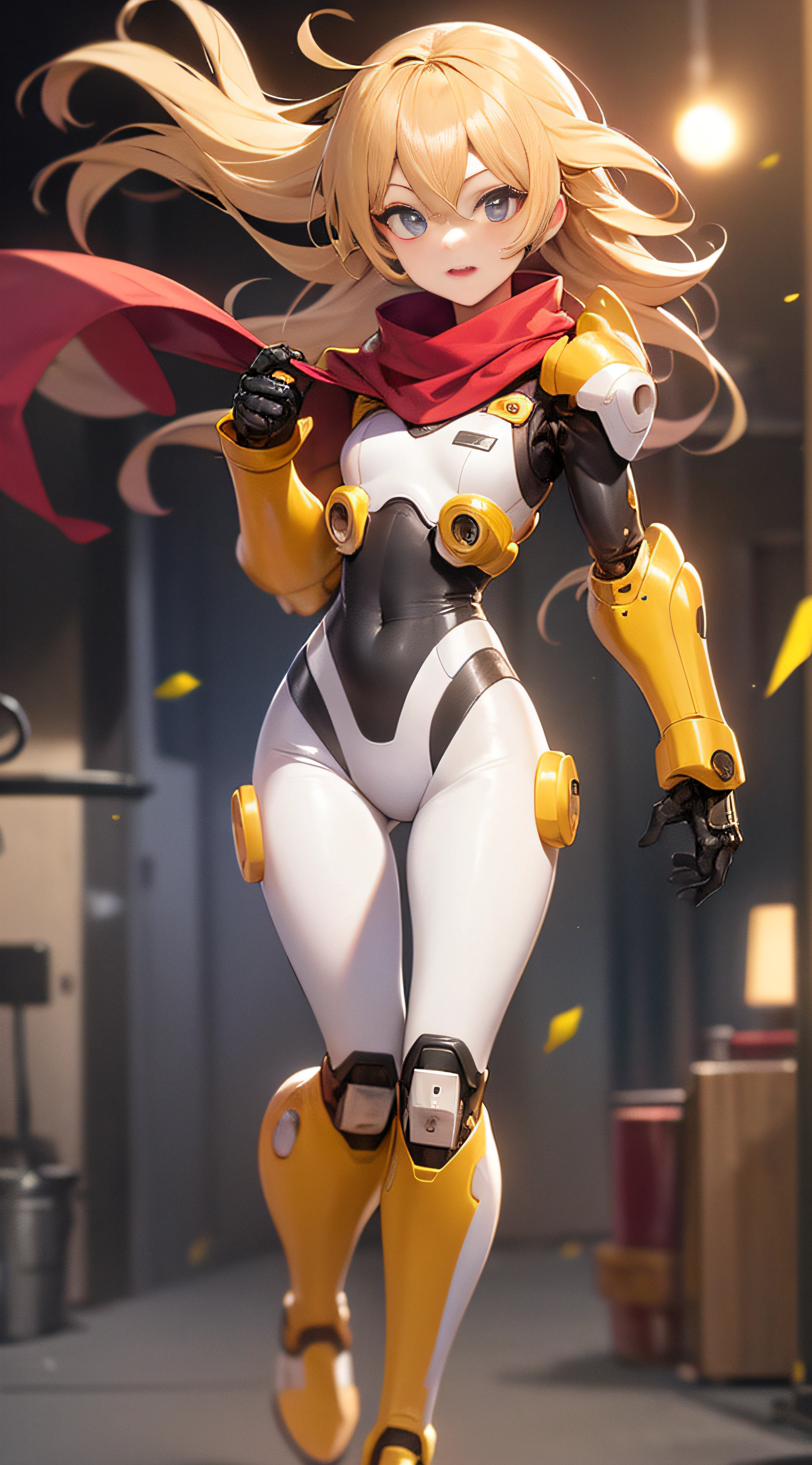 master masterpiece,Best,1girl,skintight,the whole body,long haired,blondhair,Mechanical armor arm,Middle chest,Red scarf,sci fi,solo,The run,with a simple background,High res,4k,8k,background bokeh,In motion,the whole body,dynamic scene,Dynamic face,Back Light,Mega Man,Machine armour wind,5头身高比例
等待开始