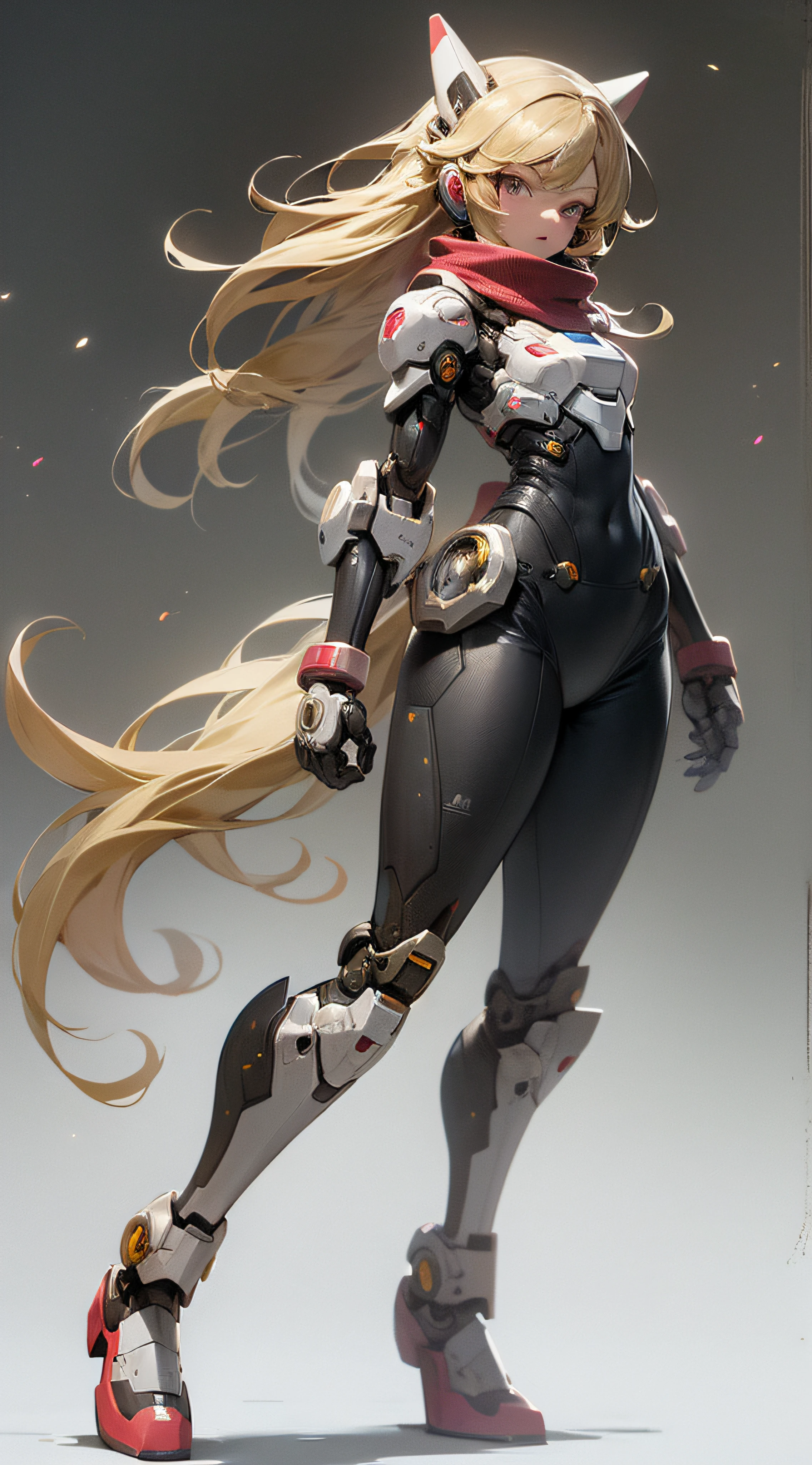 master masterpiece,Best,1girl,skintight,the whole body,long haired,blondhair,Mechanical armor arm,Middle chest,Red scarf,sci fi,solo,The run,with a simple background,High res,4k,8k,background bokeh,In motion,the whole body,dynamic scene,Dynamic face,Back Light,Mega Man,Machine armour wind,5头身高比例
等待开始