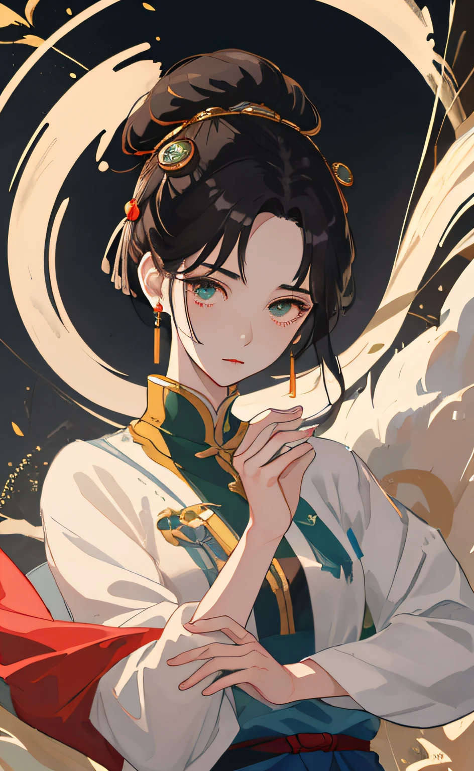 A Girl, Ancient Chinese clothing, the whole body, sunrays, Clear face, clean white background,Dance, master masterpiece, super-detail, epic composition, super high definition, high quallity, extremely detailed, official arts, 制服 8k 壁纸, super-detail, 32k