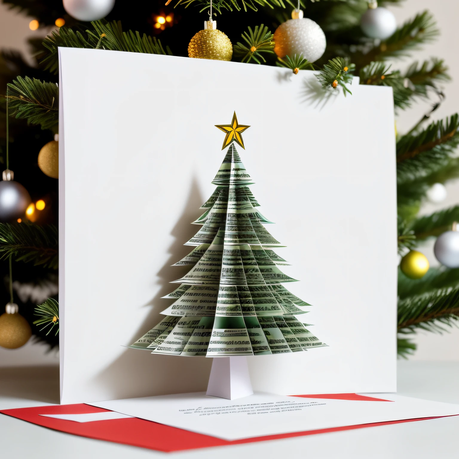 Applied paper, Christmas tree made of paper, Christmas tree made of paper for a postcard, Beyond Detail, bright light, white paper, The Art of Paper Carving, carved ornament --auto