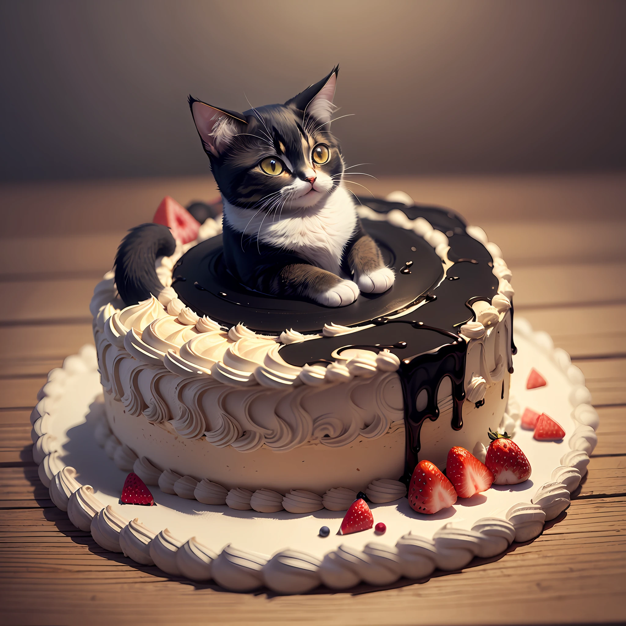 / (Stick figure cartoon, cute cat, cake, fruit), (niji style,), (pet food), (soft light), (glass style) --auto --s2