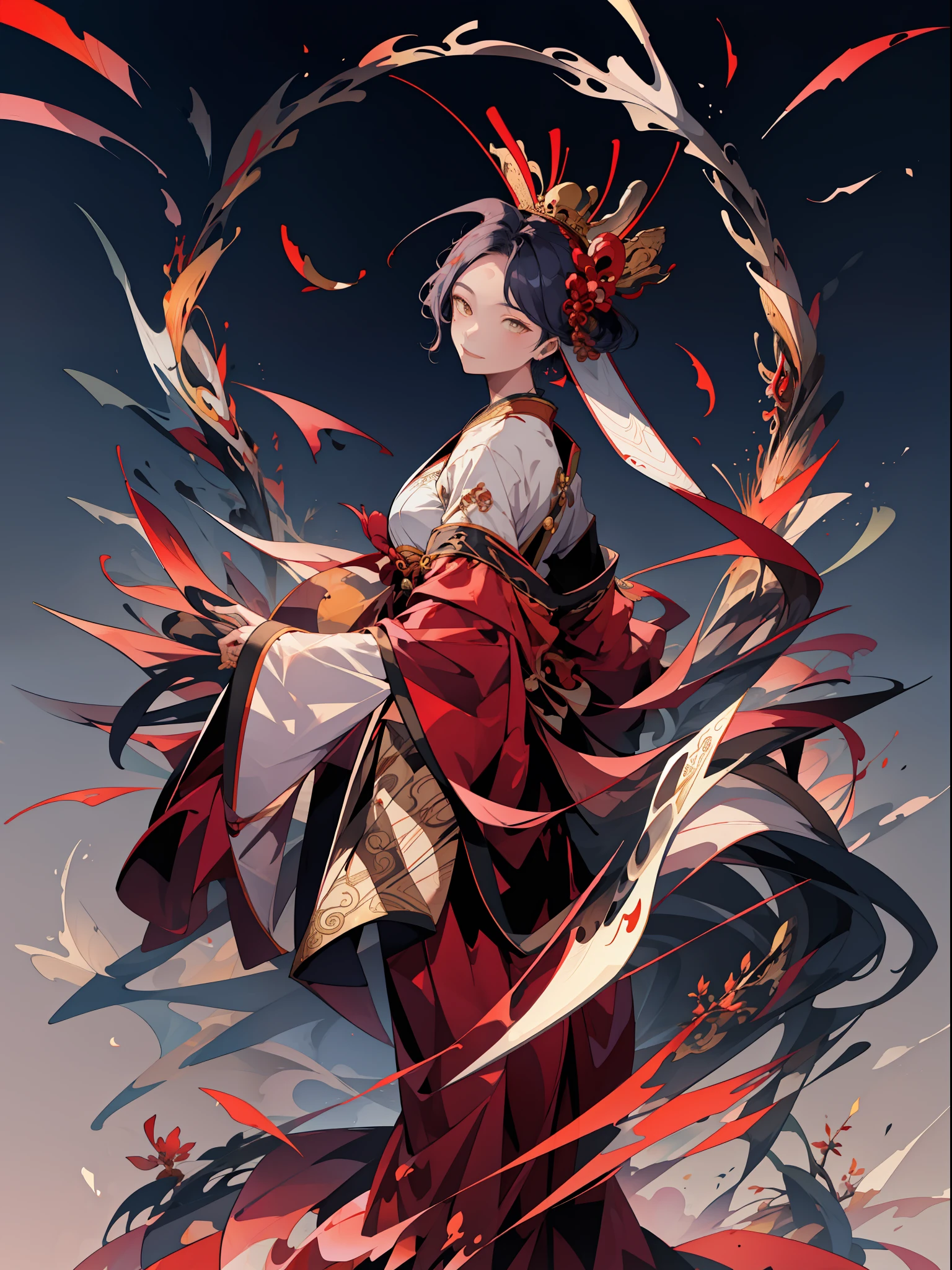 Two-dimensional,anime style,Chinese wind,Anime girls wearing oriental costumes,With a cold weapon, anime goddess, a beautiful fantasy empress, onmyoji detailed art, autumnal empress, ((a beautiful fantasy empress)), beautiful and seductive anime woman, Onmyoji portrait, goddess of autumn, palace, girl in Hanfu, ancient chinese goddess, Fang Tian drew a halberd,National style and ancient style,Seductive expressions,erogenous,bust,Bend over,leaningforward,red robes,