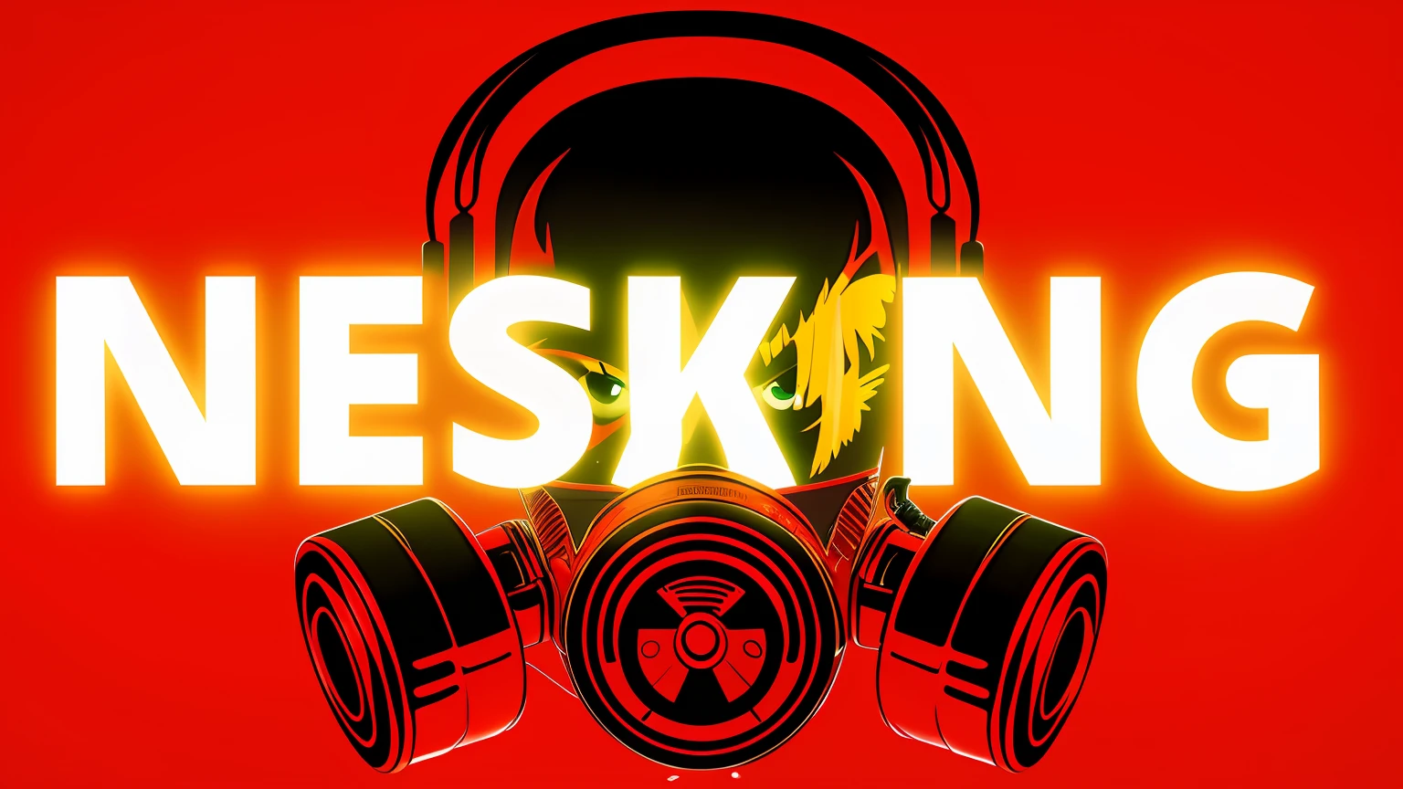 a close up of a red background with a gas mask and headphones, Bekinski, Redsinski, Beskinski, Beksinki, Beksinsky, estilo besinski, arte oficial, arte de fundo, phonk music background, Belsinski, SNK, deviantart eka's portal, Nuke, Kashin, Fim do mundo nuclear