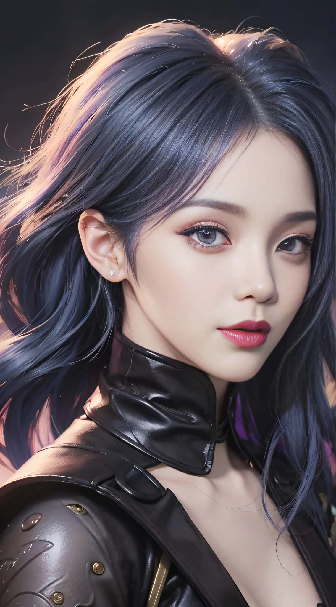 anime girl with purple hair and black eyes and purple makeup, a digital painting inspired by rossdraws, trending on Artstation, fantasy art, artgerm portrait, style artgerm, digital anime art, extremely detailed artgerm, portrait knights of zodiac girl, artgerm detailed, fantasy art style, artgerm style, artgerm. anime illustration