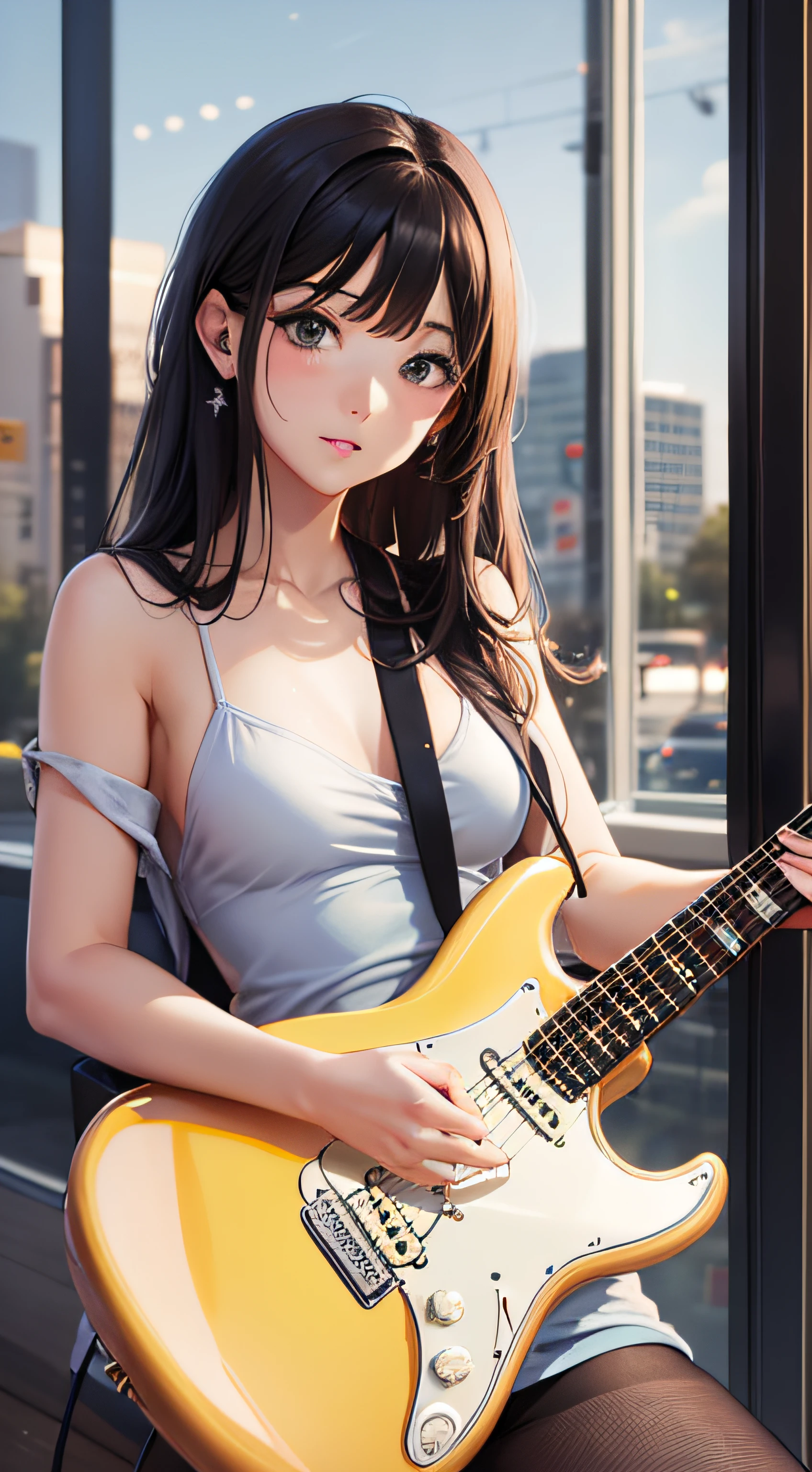 fender stratocaster with sexy girl guitarist nfsw