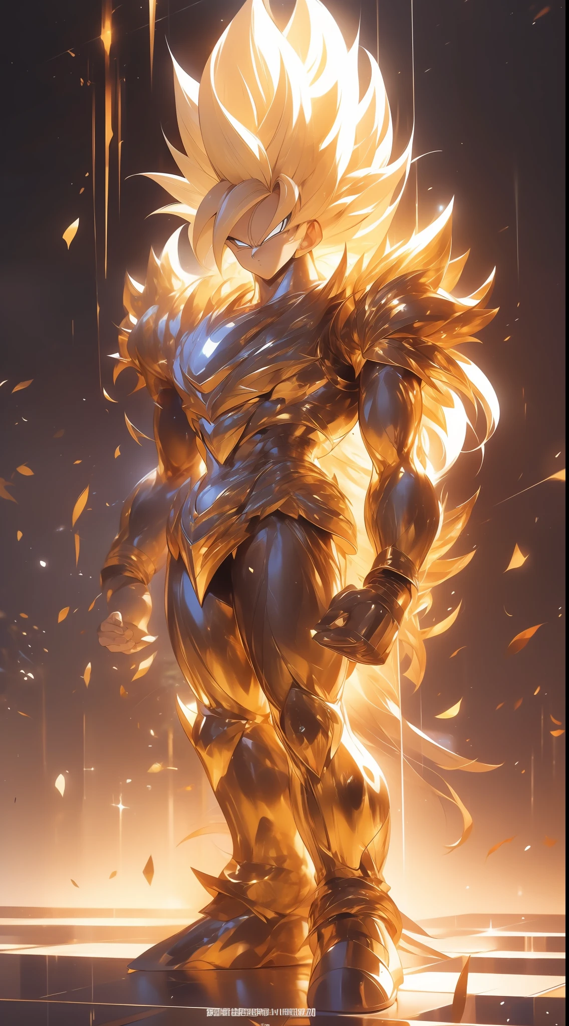 MasterPiece，exceptionally high details，best best quality，Dragon Ball，monkey king，Super Saiyan，1个覆盖高达铠甲的monkey king，There was lightning all over the body，Silver lightning，The Monkey King and Gundam are perfectly integrated，Full body perspective