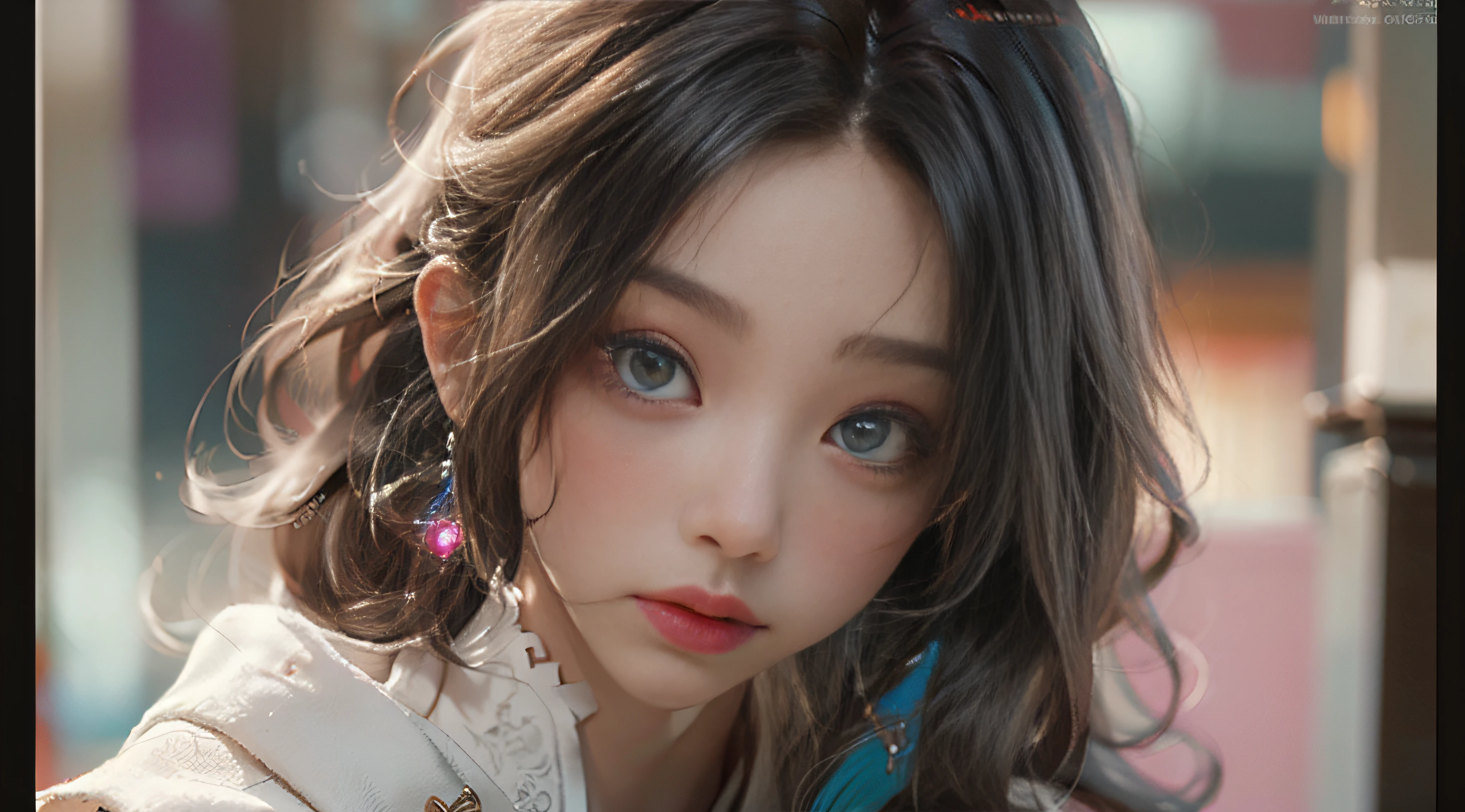 ((best best quality)), ((MasterPiece)), (Detail:1.4), 3D, A beautiful cyberpunk female image,HDR(high dynamic range),raytraced,nvidia rtx,The ultra-Resolution,Unreal 5,Subsurface scattering、pbr texturing、postprocessing、Anisotropic Filtering、depth offield、Maximum Clarity and Clarity、multilayer textures、Albedo and Specular map、Surface coloring、Mitsu-Accurate simulation of material interactions、Perfect Scale、octanerendering、Two-colored light、large aperture、low ISO、white balance、Rule of Thirds、8K RAW、beautiful bright pupils,flowing robe,Fine pupils,Detailed face and eyes,long lashes,Blushlush,voluminous hair,Fresh glass lip
