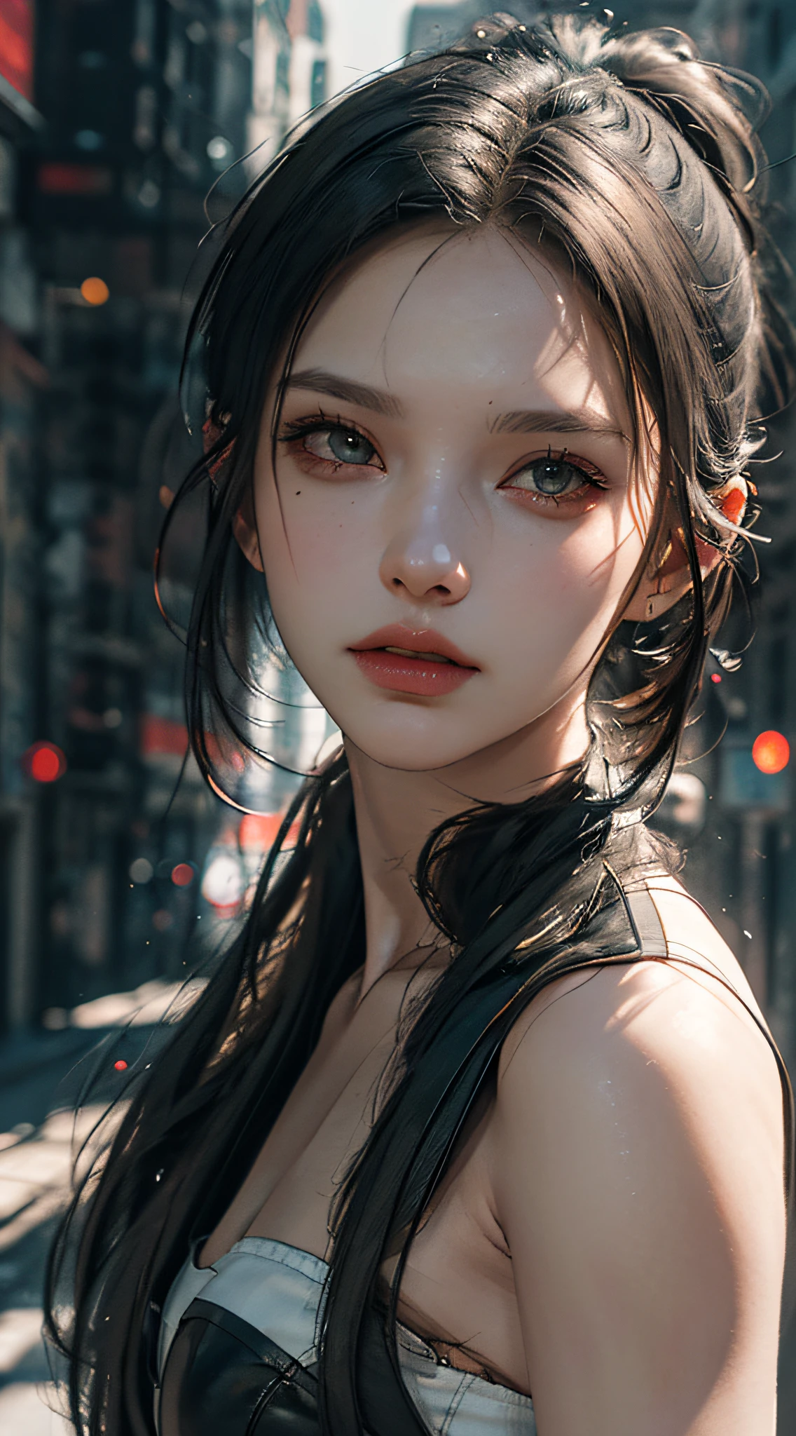 ((Best quality)), ((masterpiece)), (detailed:1.4), 3D, an image of a beautiful cyberpunk female,HDR (High Dynamic Range),Ray Tracing,NVIDIA RTX,Super-Resolution,Unreal 5,Subsurface scattering,PBR Texturing,Post-processing,Anisotropic Filtering,Depth-of-field,Maximum clarity and sharpness,Multi-layered textures,Albedo and Specular maps,Surface shading,Accurate simulation of light-material interaction,Perfect proportions,Octane Render,Two-tone lighting,Wide aperture,Low ISO,White balance,Rule of thirds,8K RAW,