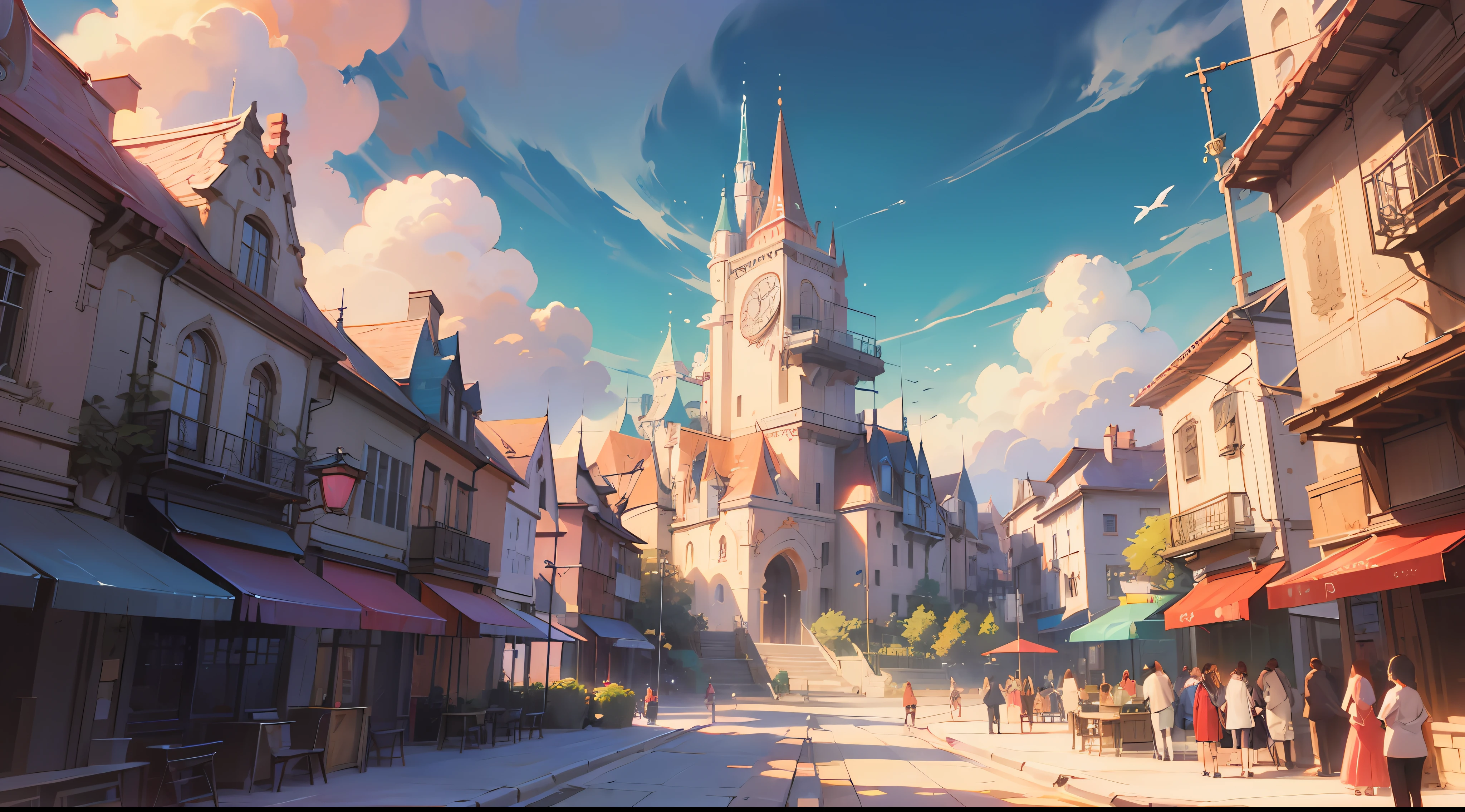 A game scene screen,Anime landscape concept art,The main color of pink,(Amusement Park),(fluffy pink anime clouds:0.8),dreamlike ambiance ,Perfect quality,Crisp focus,colourfull,Detailed details background art, A colorful world,super high definition,A masterpiece,Wide Shot --v 6