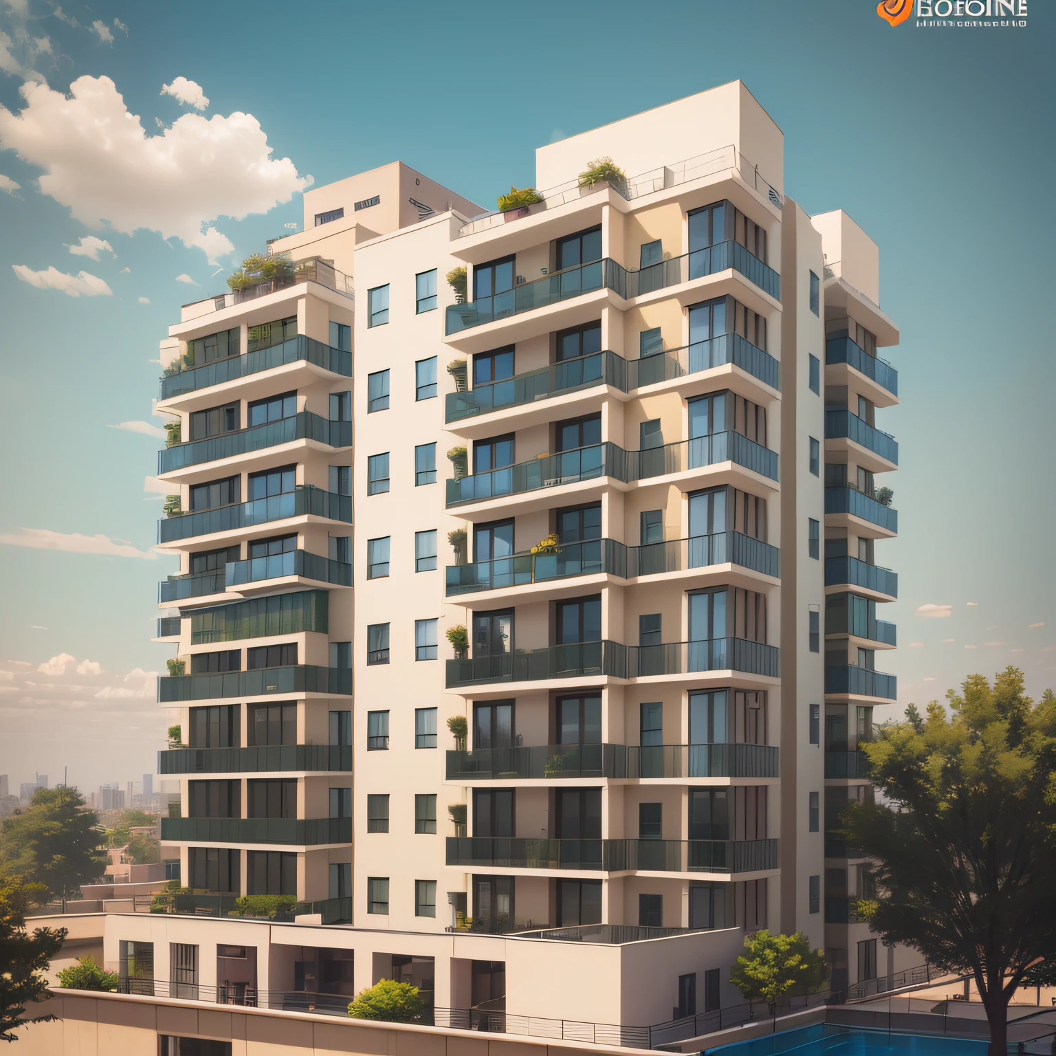 best best quality，deluxe，highs quality，modernization，High floors，Courtyard view，PhotoRealistic，extra high resolution，Residential buildings ，View from the balcony，