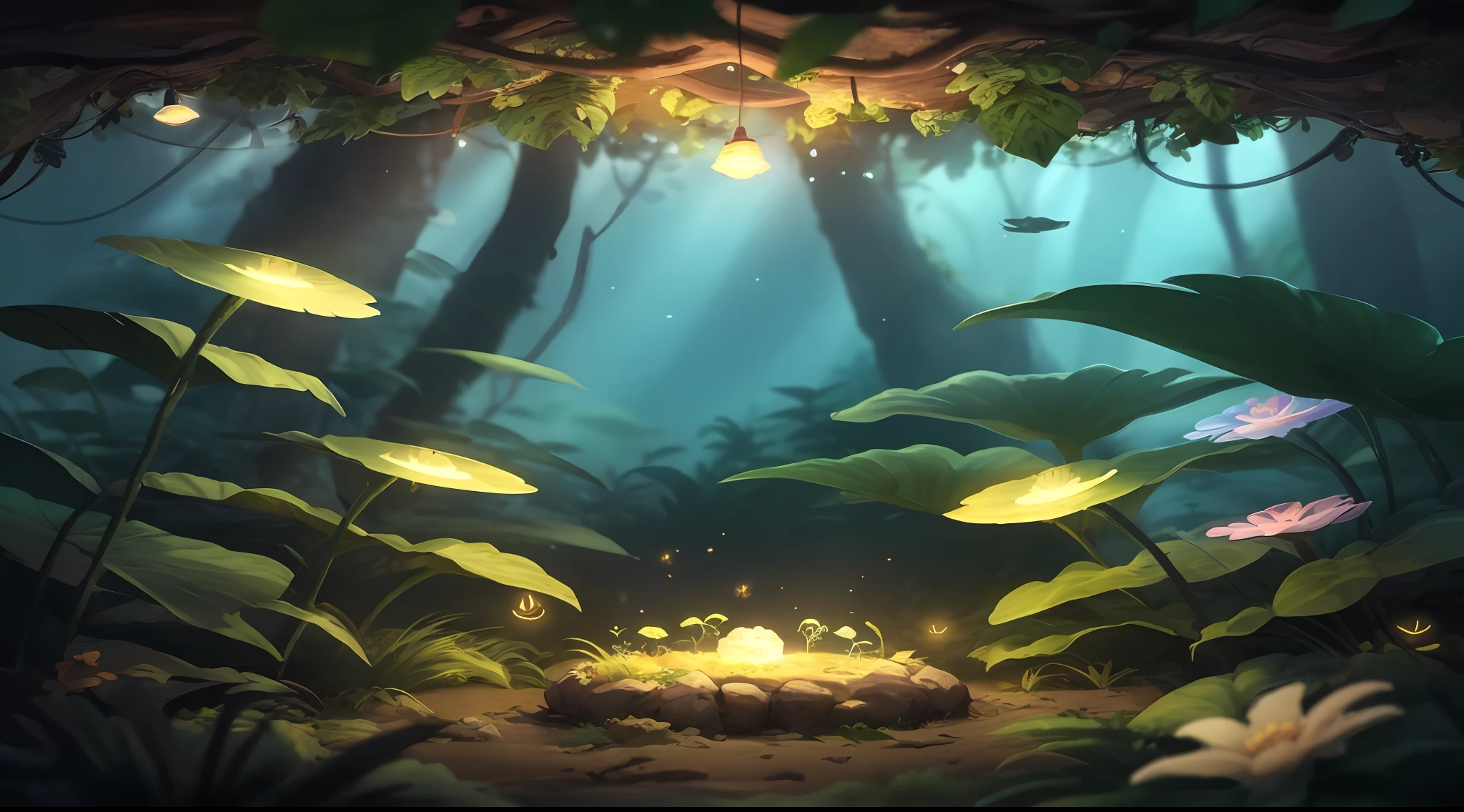 Underground ant nests,MasterPiece,best best quality,(非常详细的CG统一8k壁纸),(best illustrations),(Best Shadows),natural,,,,,,,,,,surrounded by flower,(Natural element),(Jungle Theme),(Leaves),(twigs),(Fireflies),(particle effect)和其他3D,octanerendering,raytraced,is super detailed,No text,CARTOON