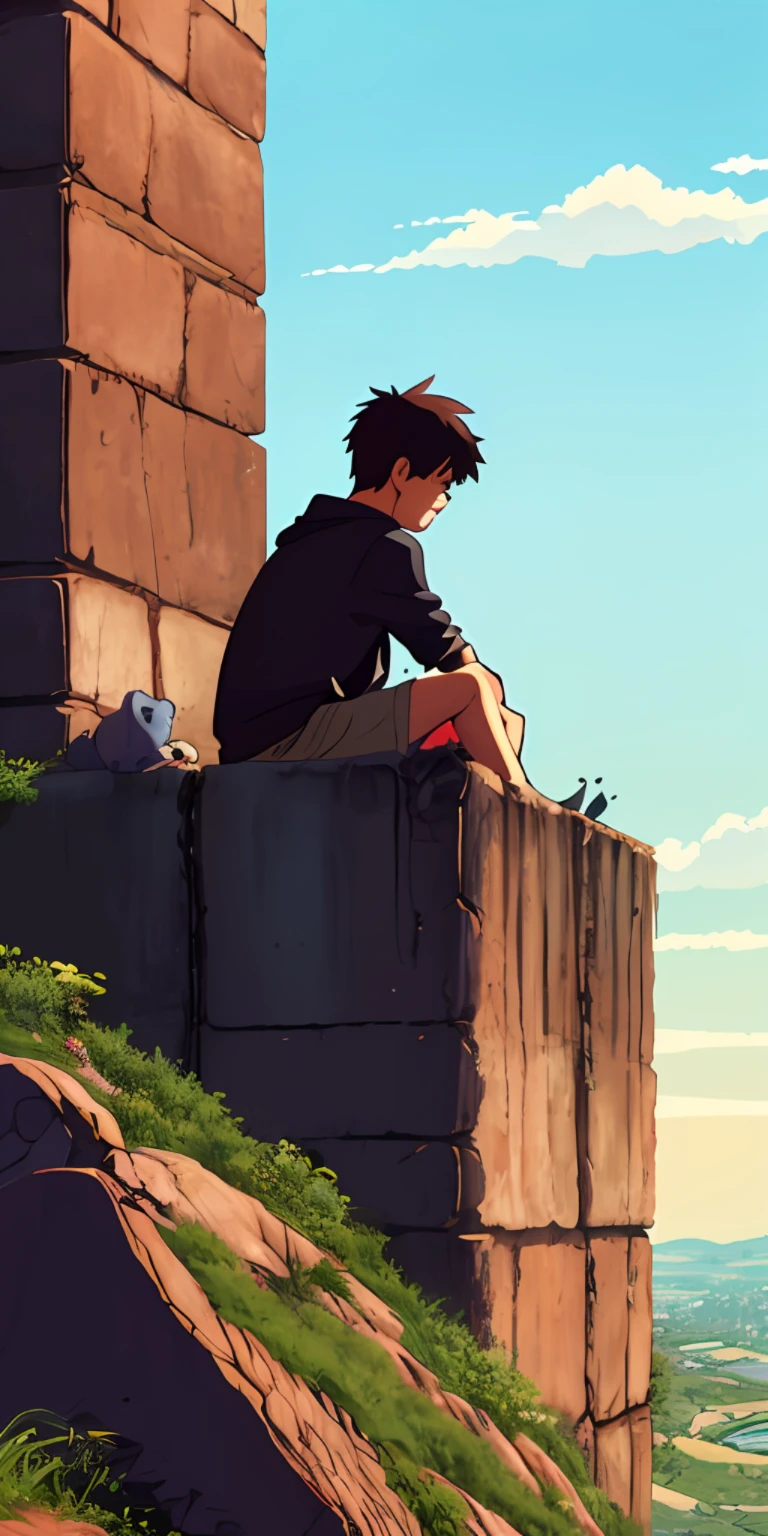 Anime boys sit on some ledges,Delicate Faces,ultra Detailed,solo,MasterPiece,Bu Bear,cute art style,Loepfe Art Style,cute detailed digital art,anime asthetic,Cute anime,high quality anime artstyle,Anime Boy,Anime Art Style,Lovely detailed artwork,Soft anime illustration,lofi girl,lofi aesthetic,lofi art,Loepfe,cute artwork,High-quality doujin art,illustrated anime