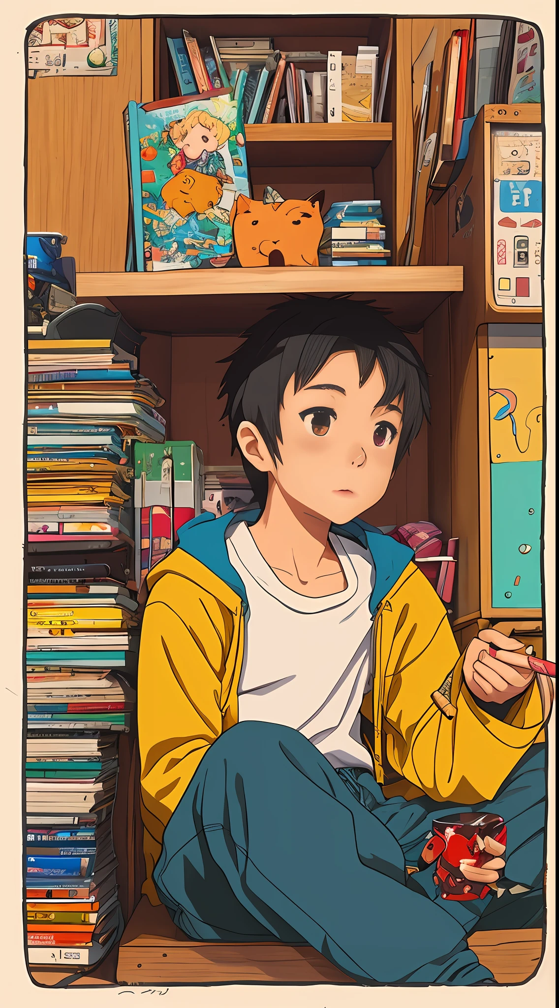 Anime boys sit on some ledges,Delicate Faces,ultra Detailed,solo,MasterPiece,Bu Bear,cute art style,Loepfe Art Style,cute detailed digital art,anime asthetic,Cute anime,high quality anime artstyle,Anime Boy,Anime Art Style,Lovely detailed artwork,Soft anime illustration,lofi girl,lofi aesthetic,lofi art,Loepfe,cute artwork,High-quality doujin art,illustrated anime