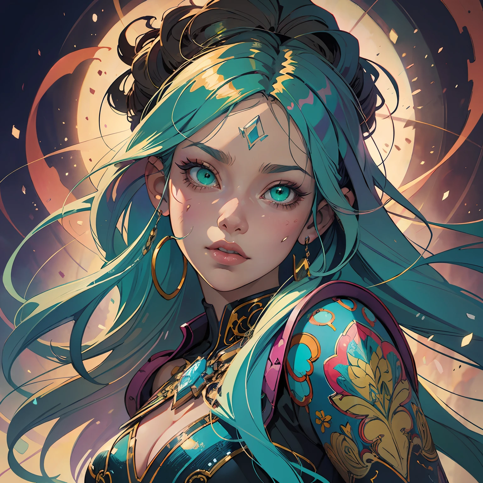 a close up of a AVRIL LAVIGNE with long white hair and green eyes, detailed digital anime art, artgerm on artstation pixiv, digital anime illustration, artgerm. anime illustration, fantasy art style, alphonse mucha and rossdraws, artgerm. high detail, extremely detailed artgerm, anime fantasy illustration, digital anime art, beautiful anime art style, chromic aberration, action packed,light placement art, luminism, maximalism, intricate complex painting matrix, ultra high contrast, detailed busy painting matrix, wide angle lens, bioluminescence, bouncing lighting, intricate reflections, best shadows, best lighting, best postprocessing, artistic filters, ambient occlusion, romanticism