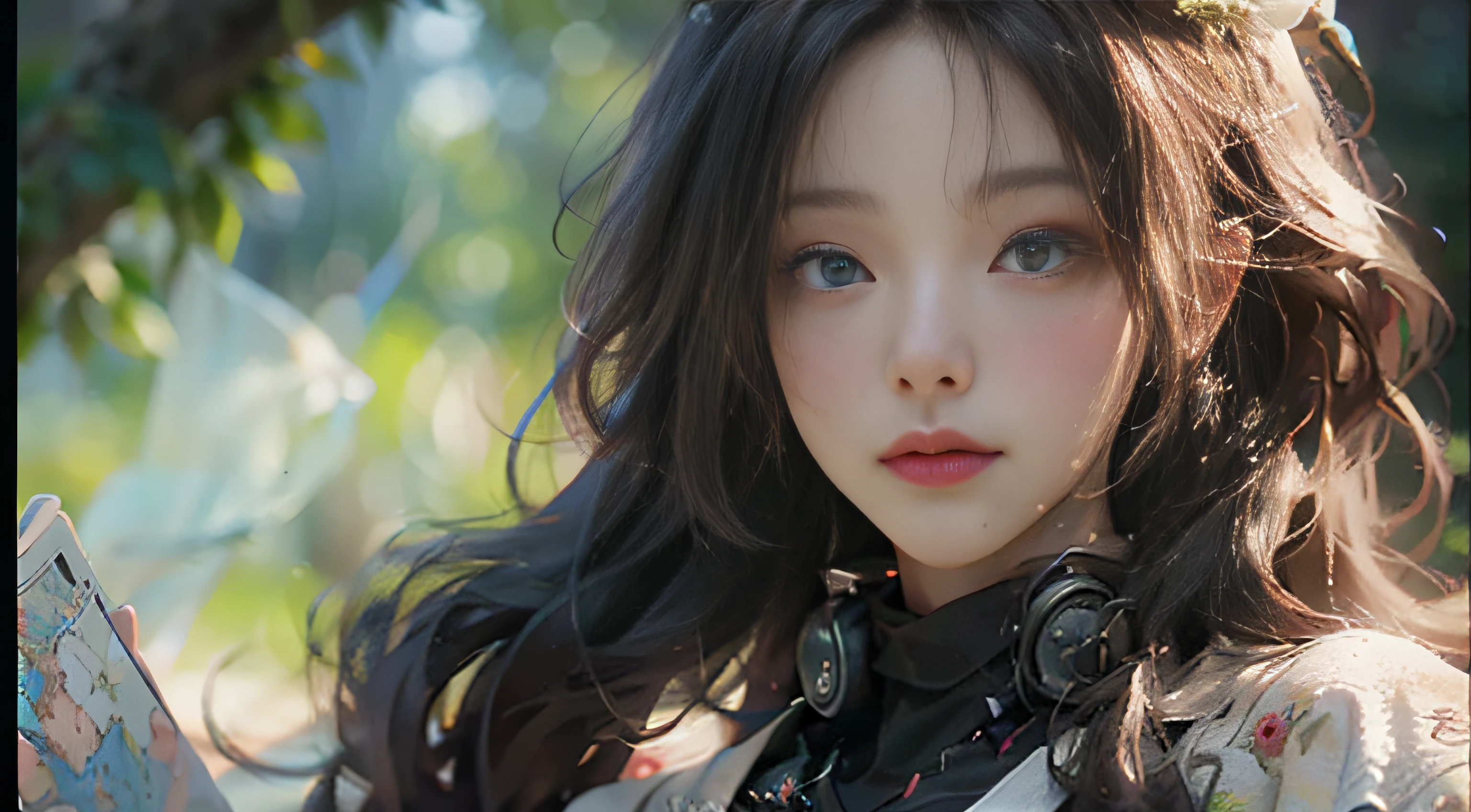 ((best best quality)), ((MasterPiece)), (Detail:1.4), 3D, A beautiful cyberpunk female image,HDR(high dynamic range),raytraced,nvidia rtx,The ultra-Resolution,Unreal 5,Subsurface scattering、pbr texturing、postprocessing、Anisotropic Filtering、depth offield、Maximum Clarity and Clarity、multi-layer texture、Albedo and Specular map、Surface coloring、Mitsu-Accurate simulation of material interactions、Perfect Scale、octanerendering、Two-colored light、large aperture、low ISO、white balance、Rule of Thirds、8K RAW、beautiful bright pupils,flowing robe,Fine pupils,Detailed face and eyes,long lashes,Blushlush,voluminous hair,Fresh glass lip,