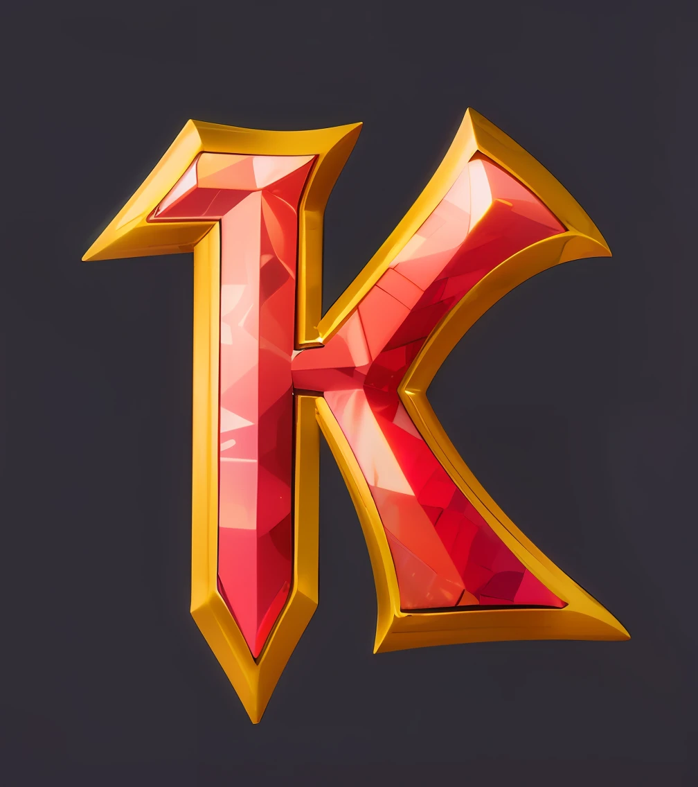 a gold and red letter k with a red background, in style of kyrill kotashev, 3 d icon for mobile game, inspired by Konrad Klapheck, avatar image, kitbash 3 d, k high definition, Author：Conrad Krafick, by Kieran Yanner, Thertrevkaiser, hearthstone inspired, game icon stylized，，The diamond，Red diamonds，metalic，photorealestic