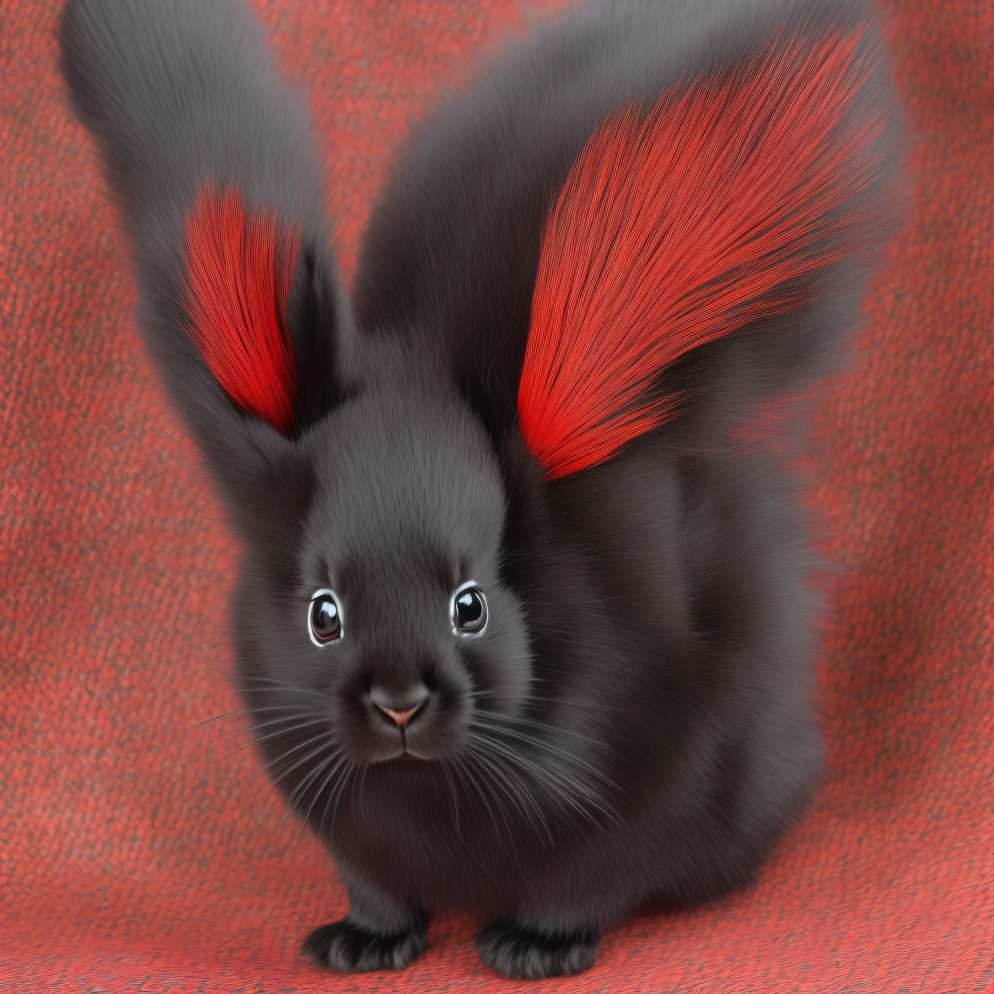 masterpiece, live-action, black rabbit with red eyes, cute, African continent, one,