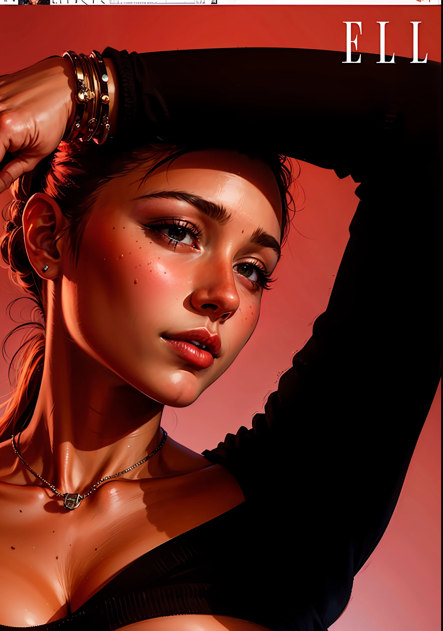 a hyper-realistic portrait of a young woman, under a tree, inside a forest, in the middle of nature, 22 years old, realistic, (lying on her side), sexy, (huge breasts 2:1), short brown hair, (hair tied with bows), curved, SFW