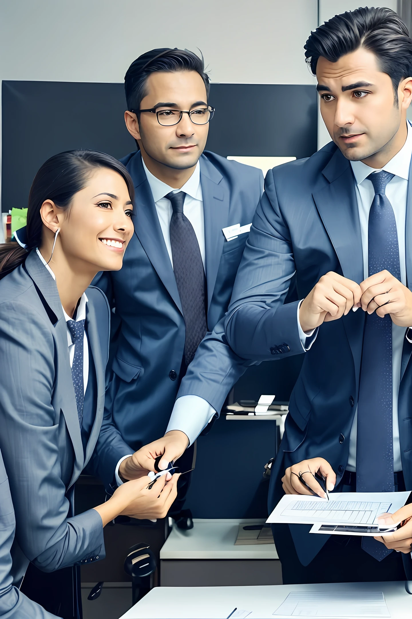 Men executive serving commercial office, clientes satisfeitos,