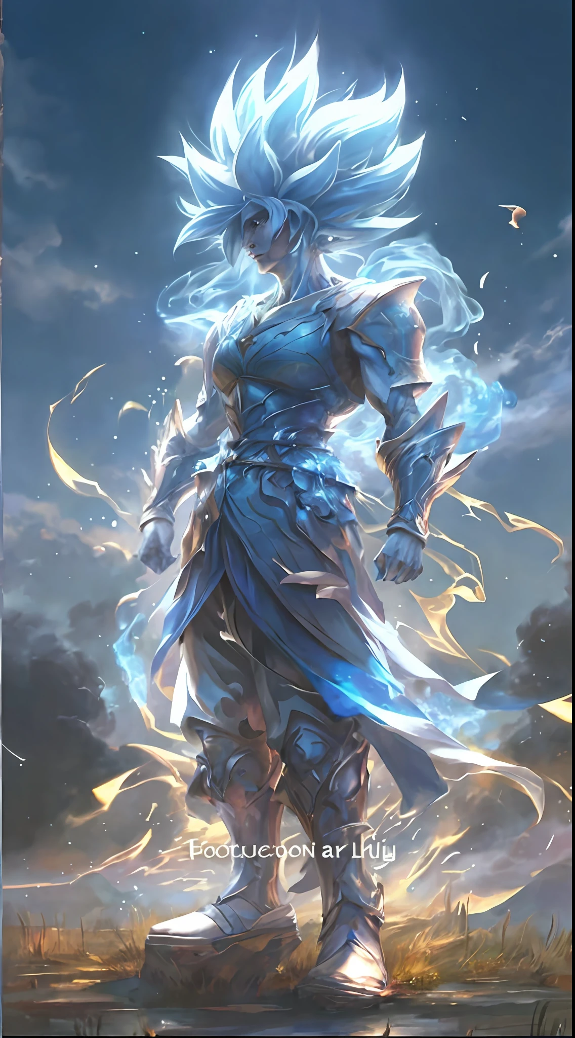 League of Legends ember wallpaper, wearing ethereal armor, wearing light armor, wearing ethereal armor, epic anime of energy people, anime epic artwork, epic fantasy art style HD, this character has frozen movement, warrior of light, super instinct, light armor, extended art, epic fantasy digital art style, epic fantasy art style