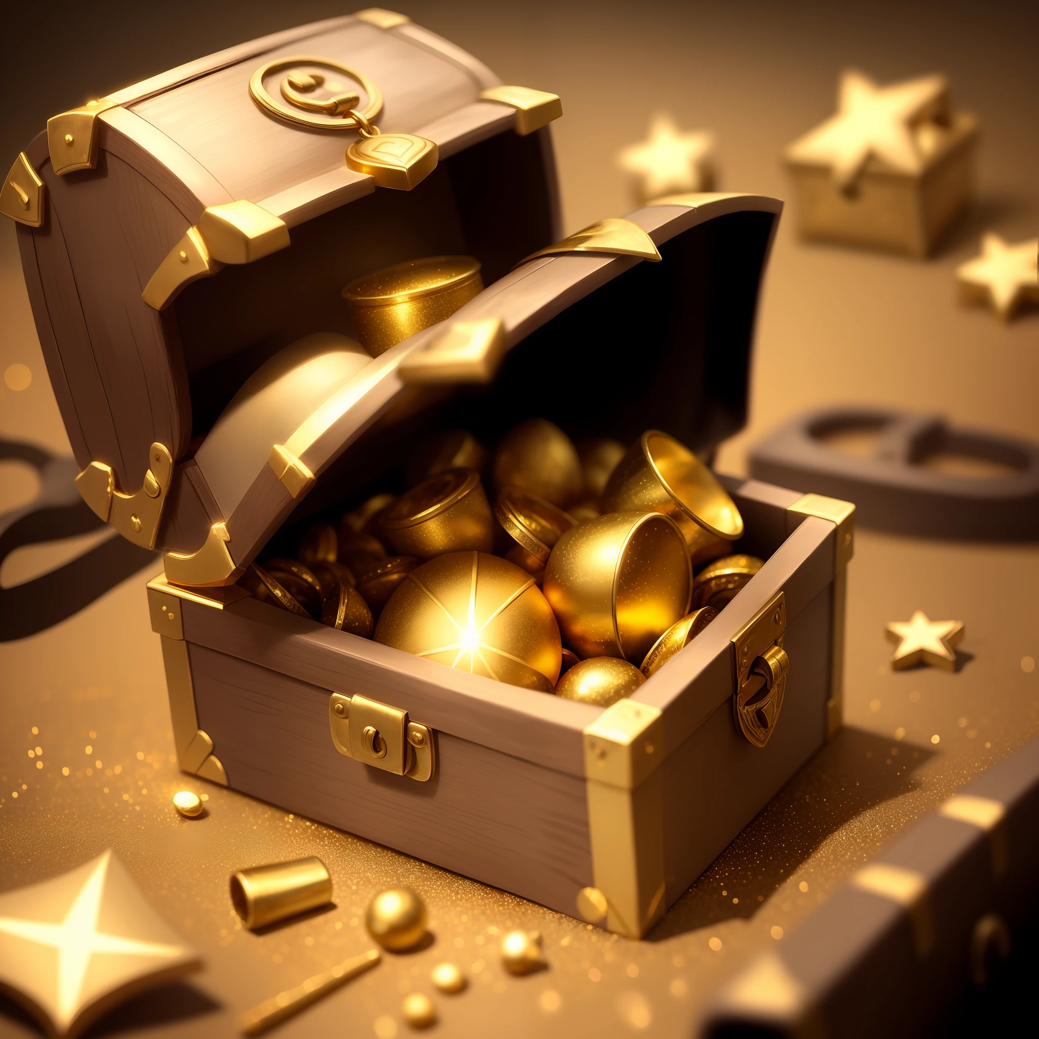 Treasure chest, glowing gold glitter