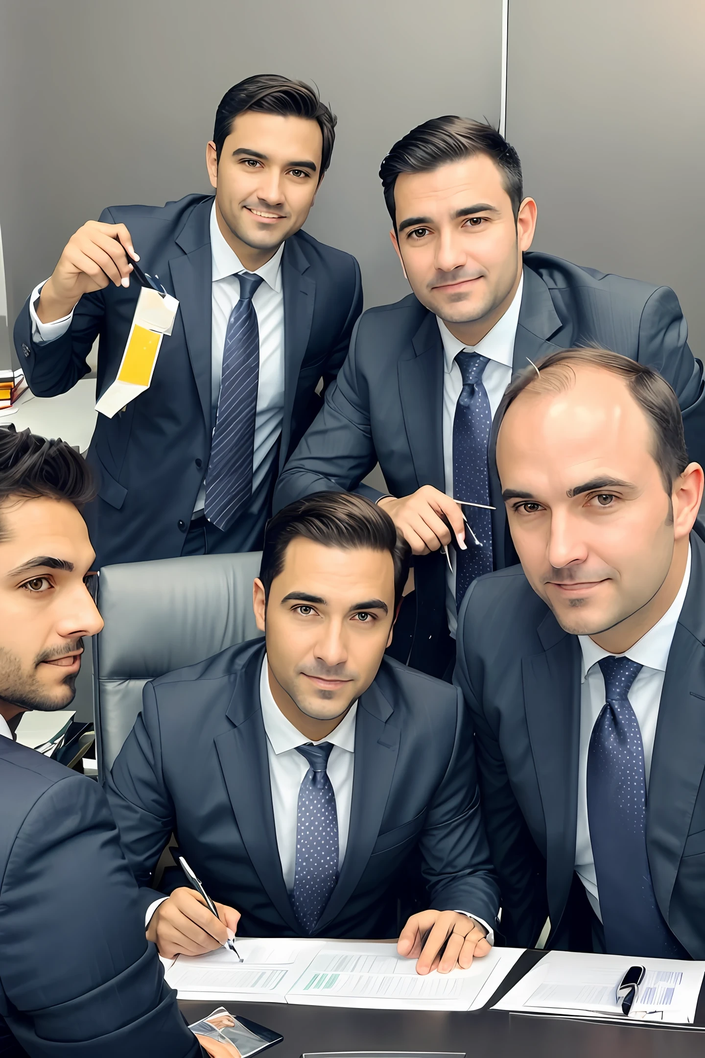 Men executive serving commercial office, clientes satisfeitos,