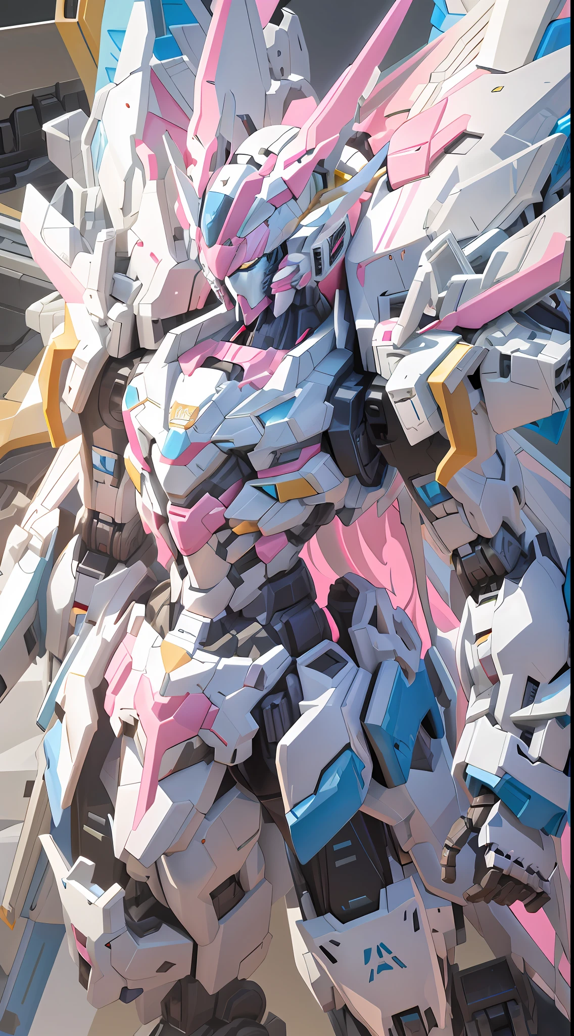 araffes of white and pink colored plastic toys are piled together, Alexander Mecha White, anime robotic mixed with organic, ethereal and mecha theme, best anime 4k konachan wallpaper, Fira white mecha, mecha asthetic, anime mecha aesthetic, 4k highly detailed digital art, high detailed official artwork, white mech