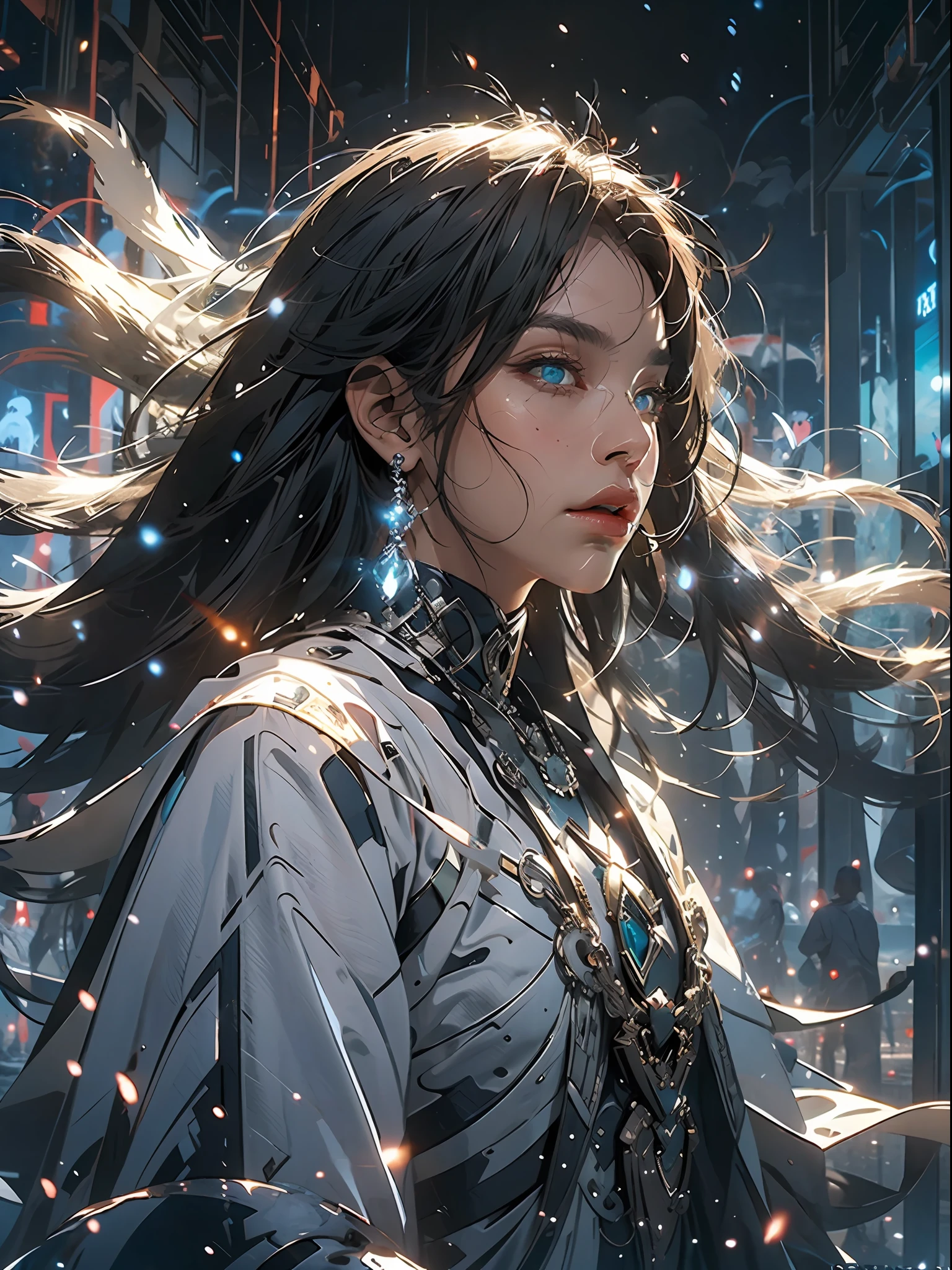 Nebula Girl, Multiverse, Color Hybrid, Line Detailed, Incredible, Super Detail, Extremely Detailed, (High Contrast: 1.11), Wind, Amazing, Beautiful Detail Eyes, Messy Hair, (Best Light, Extremely Delicate and Beautiful), ((Movie Light)), (Side View: 1.3), 8K, Masterpiece, Best Quality, Movie Stills, 1Girl, Floating in the Sky, Interlaced Clouds, Clouds, (Close-up: 1.1), bright, happy, funny, soft lighting, (Bauhaus, shapes, lines, abstraction: 1.1) official art, Unity 8k wallpaper, ultra detail, beautiful and beautiful, masterpiece, best quality, (dynamic angle: 1.4), romantic depth of field exotic_dance, PerfectNwsjMajic, (masterpiece, top quality, best quality, official art, Beauty and Aesthetics: 1.2), Extreme Detail, Colorful, Highest Detail, Snowy Landscape, Snowflakes, Ice-Blue Castle, Lich, Dark Robes, Glowing Eyes, Snowdrifts, Trees, Dramatic and eerie atmosphere, Snowy Landscape, Snowflakes, ice-blue castle ,lich,dark robes , glowing eyes,snowdrifts, trees,dramatic and eerie atmosphere