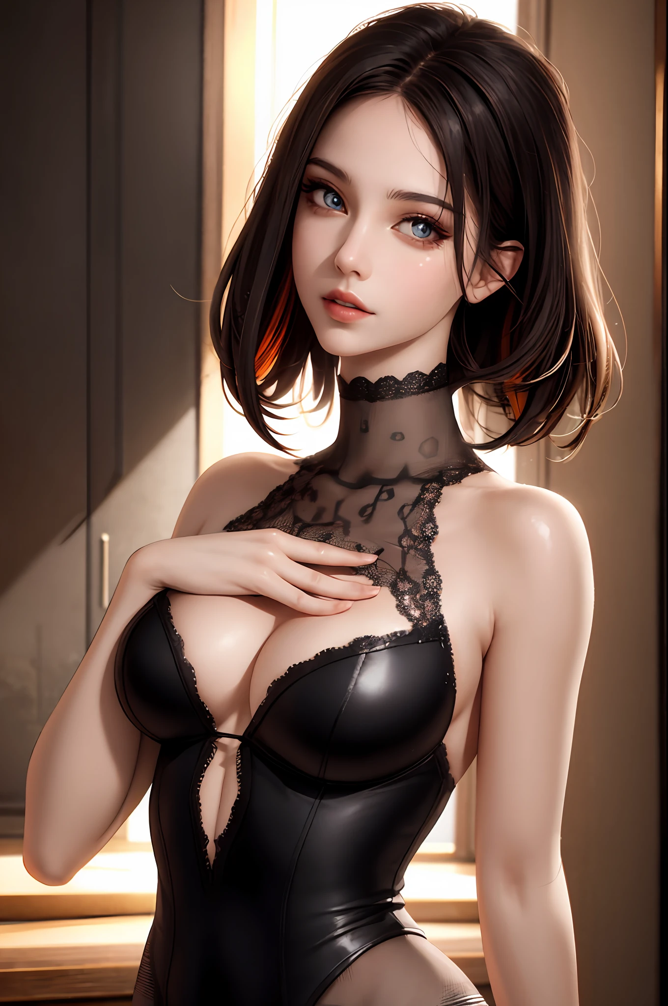 nsfw:1.5,masterpiece, best quality, high quality, high definition, high quality textures, high quality shadows, high definition, beautiful detail, highly detailed cg, detailed textures, realistic representation of faces, realistic, colorful, delicate, cinematic lights, side lights, lens flares, ray tracing, sharp focus, (1girl, __focus__:1.3), ( Intricate details, Makeup, PureErosFace_V1:0.5), (Detailed beautiful delicate face, detailed beautiful delicate eyes, perfect face proportions, dense skin, dense skin, best ratio four fingers and one thumb, arms under chest, medium large chest, wide hips, smooth upper abdomen, thin thin, __fashion__, __hair__:1.3), __location__ , no hands, no hands
