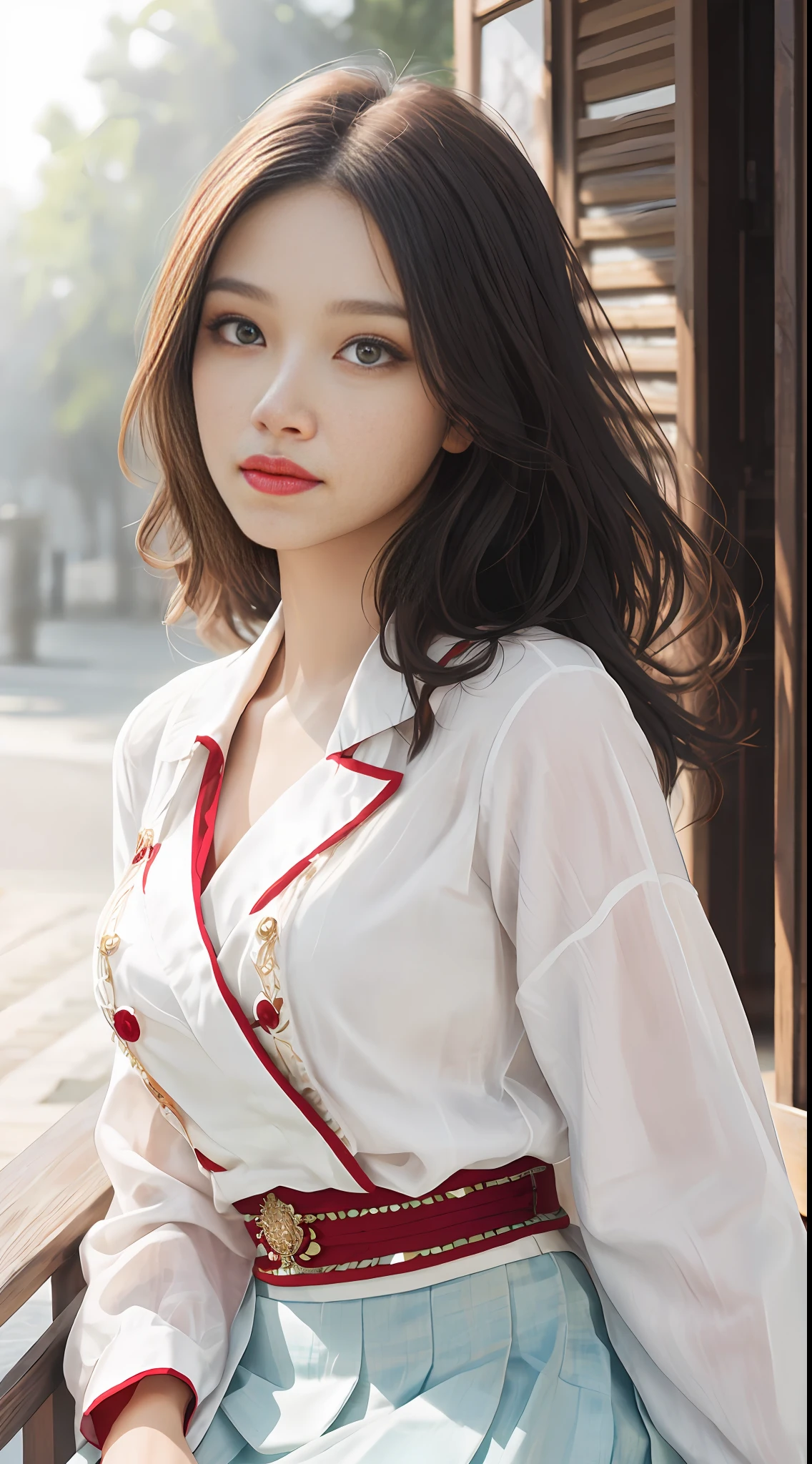 (1个gal girl:1.3), solo, (((very detailled face))),((Very detailed eyes and face))),Beautiful Detail Eye,Body parts__,official arts,Unified 8k wallpaper,mega-detailed,Beautiful and beautiful,bella,MasterPiece,best qality,primitive,MasterPiece,ultra fine photo,best qality,resoulution ultra-Highresolution,photorealistic realism,sunrays,full - body portrait,amazingly beautiful,,dynamicpose,Delicate Faces,large breasted,vibrant eye,(FROM FRONT), large breasted,short miko skirt,,Detailed face,detailed complex busy background,untidy,Ornate,Milky White,Highly detailed skin,Realistic Skin Details,Visible pores,Crisp focus,8K UHD,digital DSLR camera,high quailty,Photo realism,