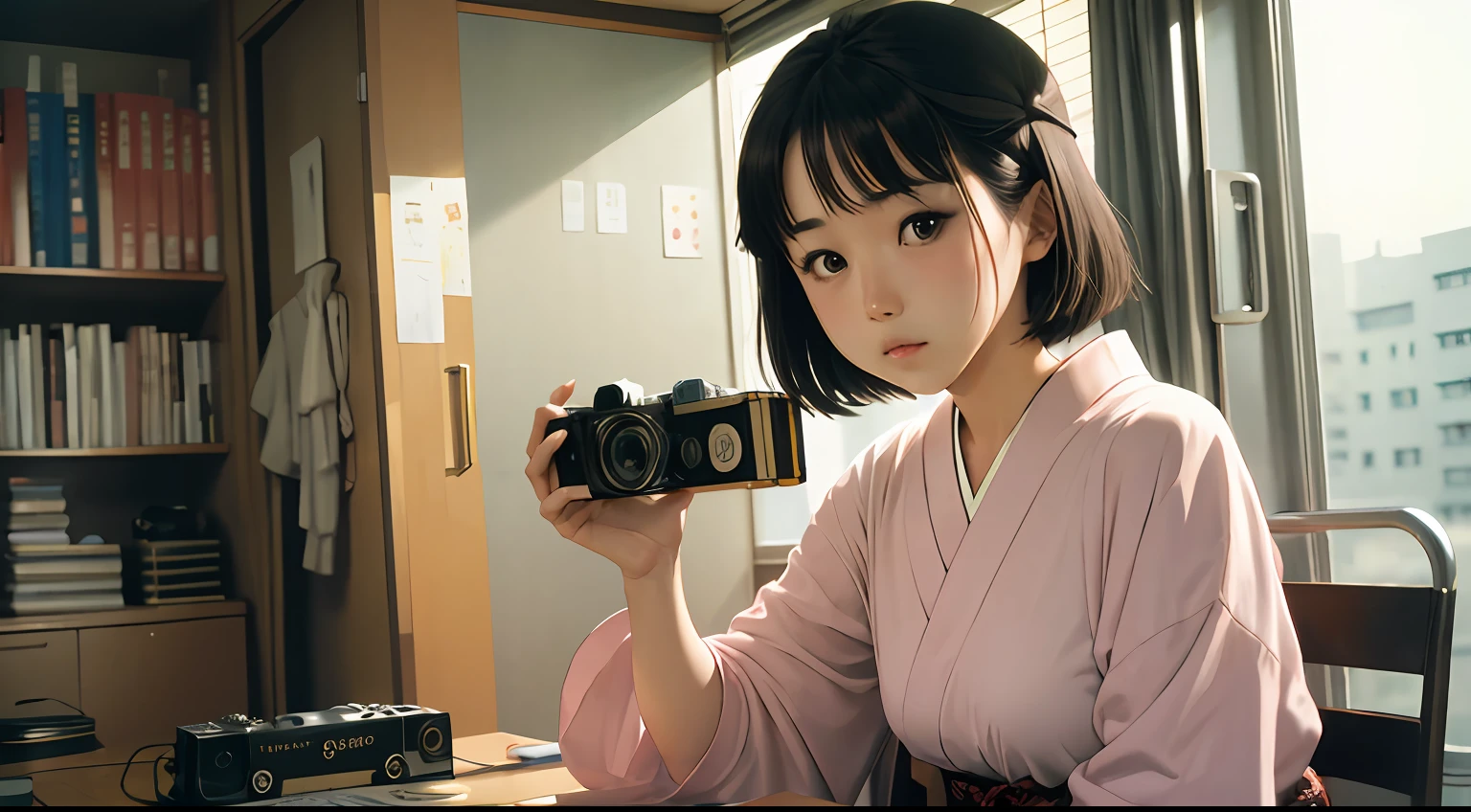 Japanese manga style,Kodak,Film photography,Film cassette,girl --auto