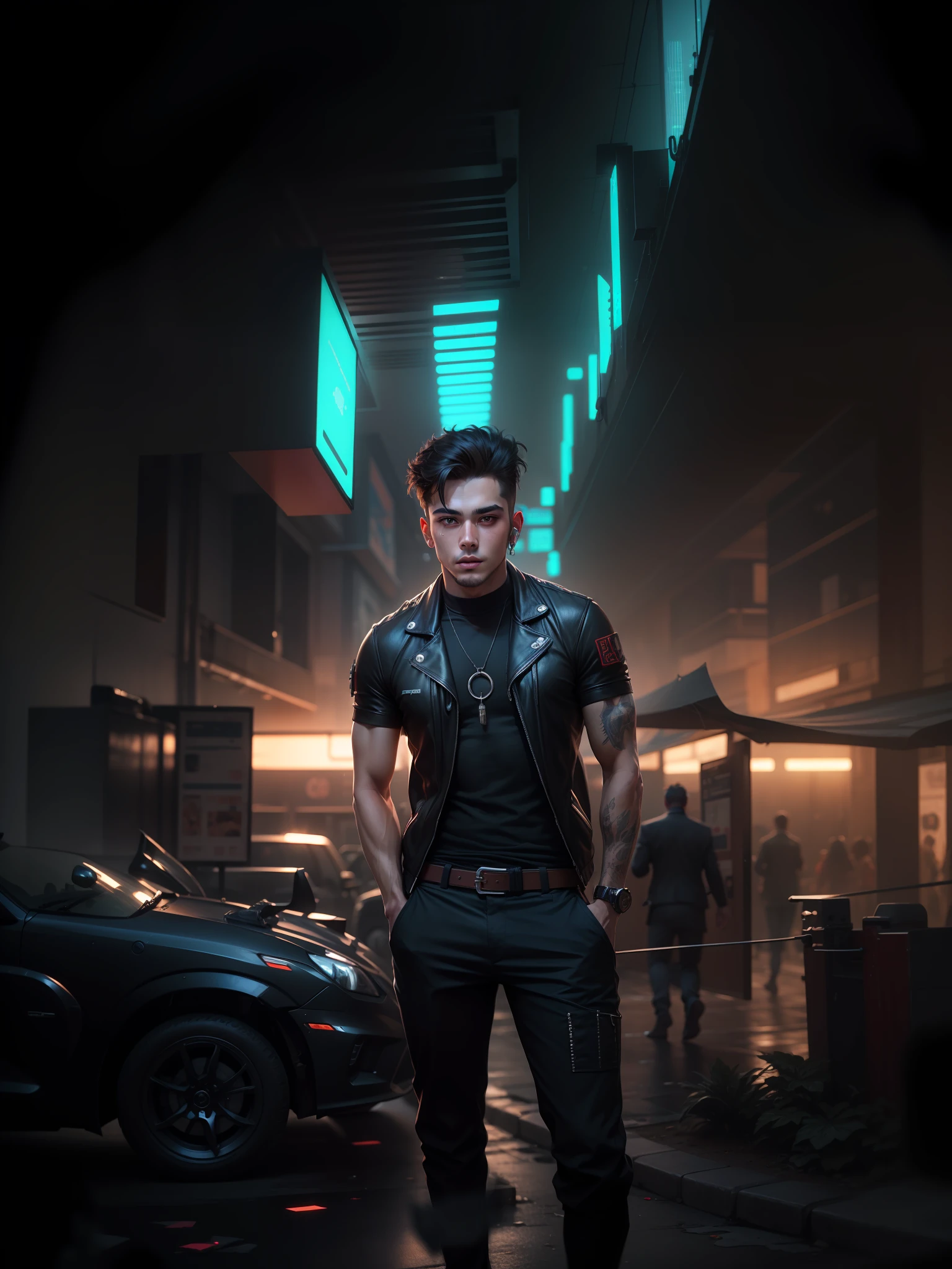 change background cyberpunk handsome boy realistic face 8k ulta realistic
