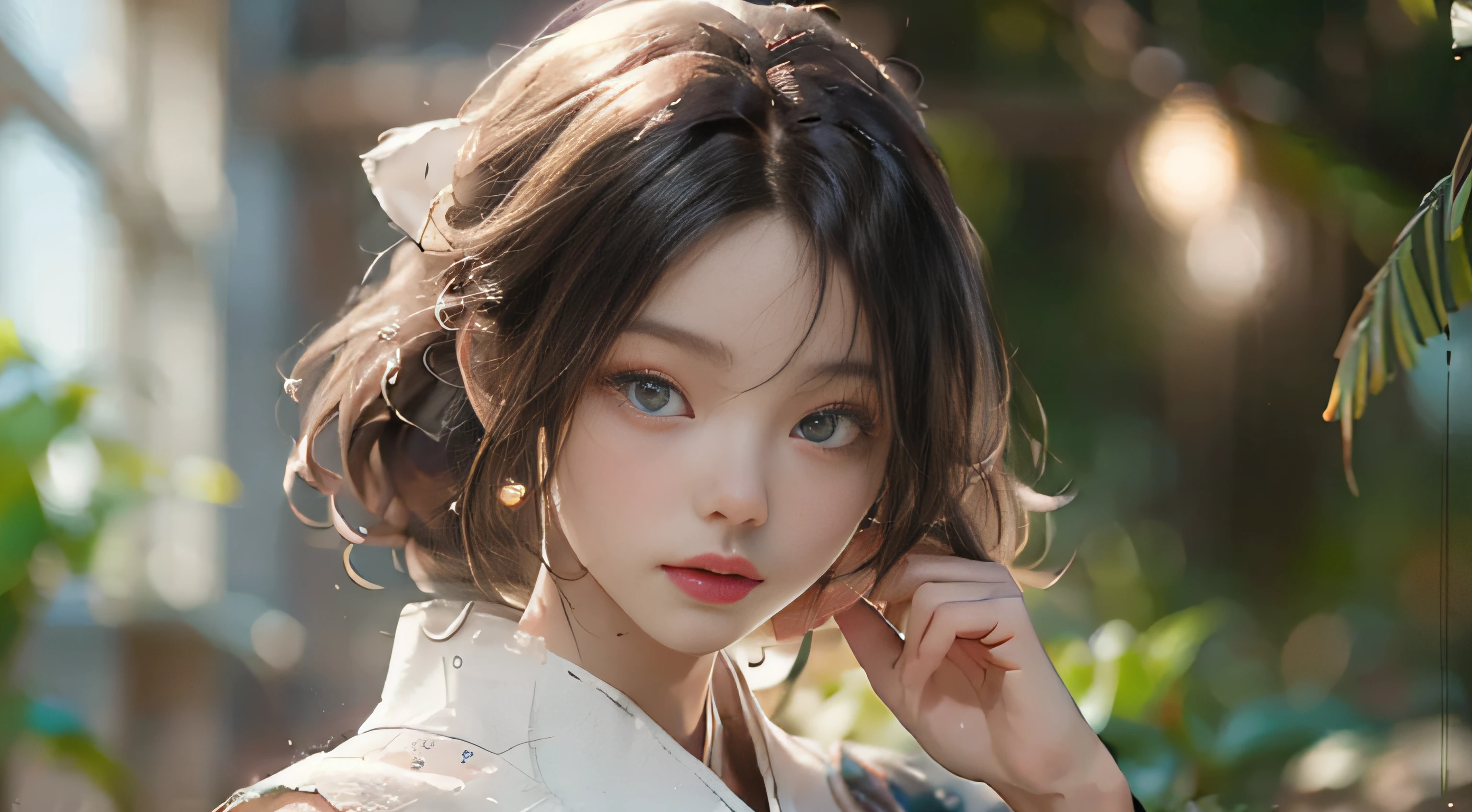 ((best best quality)), ((MasterPiece)), (Detail:1.4), 3D, A beautiful cyberpunk female image,HDR(high dynamic range),RayTrace,nvidia rtx,The ultra-Resolution,Unreal 5,Subsurface scattering、pbr texturing、postprocessing、Anisotropic Filtering、depth offield、Maximum Clarity and Clarity、Many-Layer Textures、Albedo and Specular map、Surface coloring、Mitsu-Accurate simulation of material interactions、Perfect Scale、octanerendering、Two-colored light、large aperture、low ISO、white balance、Rule of Thirds、8K RAW、beautiful bright pupils,flowing robe,Fine pupils,Detailed face and eyes,Long Lashes,Blushlush,voluminous hair,Tender red lips