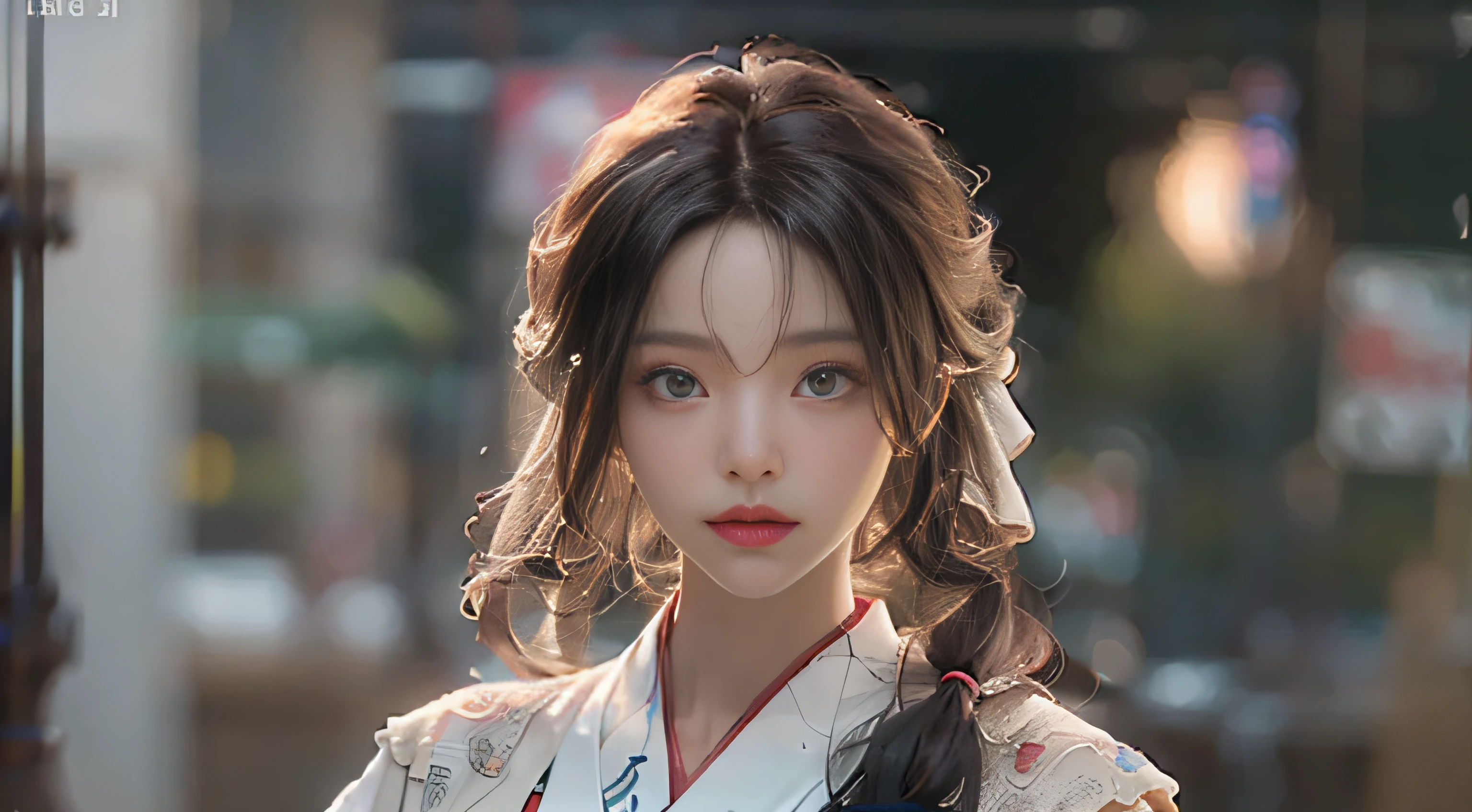 ((best best quality)), ((MasterPiece)), (Detail:1.4), 3D, A beautiful cyberpunk female image,HDR(high dynamic range),RayTrace,nvidia rtx,The ultra-Resolution,Unreal 5,Subsurface scattering、pbr texturing、postprocessing、Anisotropic Filtering、depth offield、Maximum Clarity and Clarity、Many-Layer Textures、Albedo and Specular map、Surface coloring、Mitsu-Accurate simulation of material interactions、Perfect Scale、octanerendering、Two-colored light、large aperture、low ISO、white balance、Rule of Thirds、8K RAW、beautiful bright pupils,flowing robe,Fine pupils,Detailed face and eyes,Long Lashes,Blushlush,voluminous hair,Tender red lips