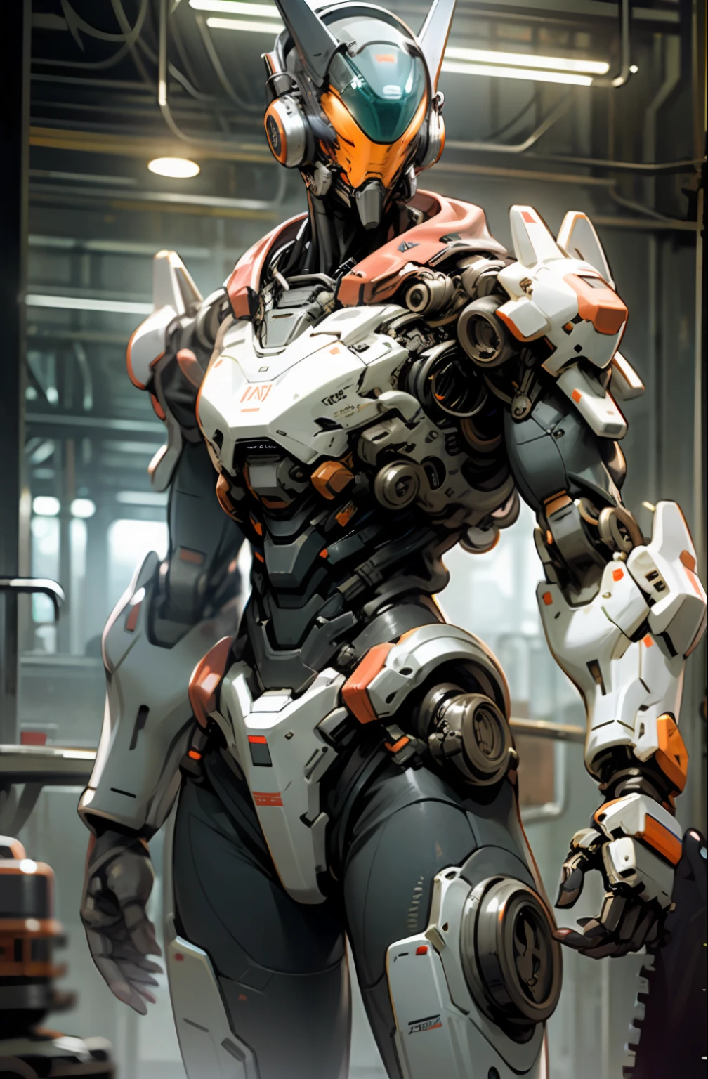 Dark_fantexi,Cyberpunk,(chainsaw,chainsawman,Red:1.1),1man,Mechanical wonder,robotic presence,cybernetic guardian,Wearing a shabby mech suit，intricately，neon lighting，（Steel metal[Glossy]），elegence，Crisp focus，Photo by Greg Rutkowski，soft lights，Bright Colors，master masterpiece，（（the street）），Cowboy Shooting，dynamicpose，(In a futuristic weapons factory:1.2), 8K，best best quality