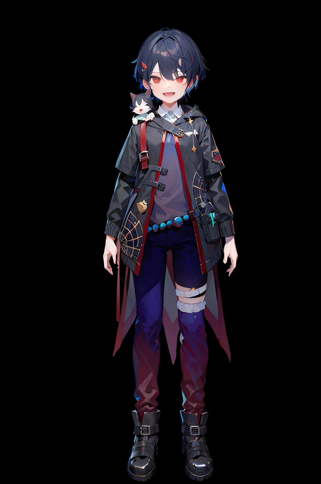 Normal face red eyes fangs imp male Shota face