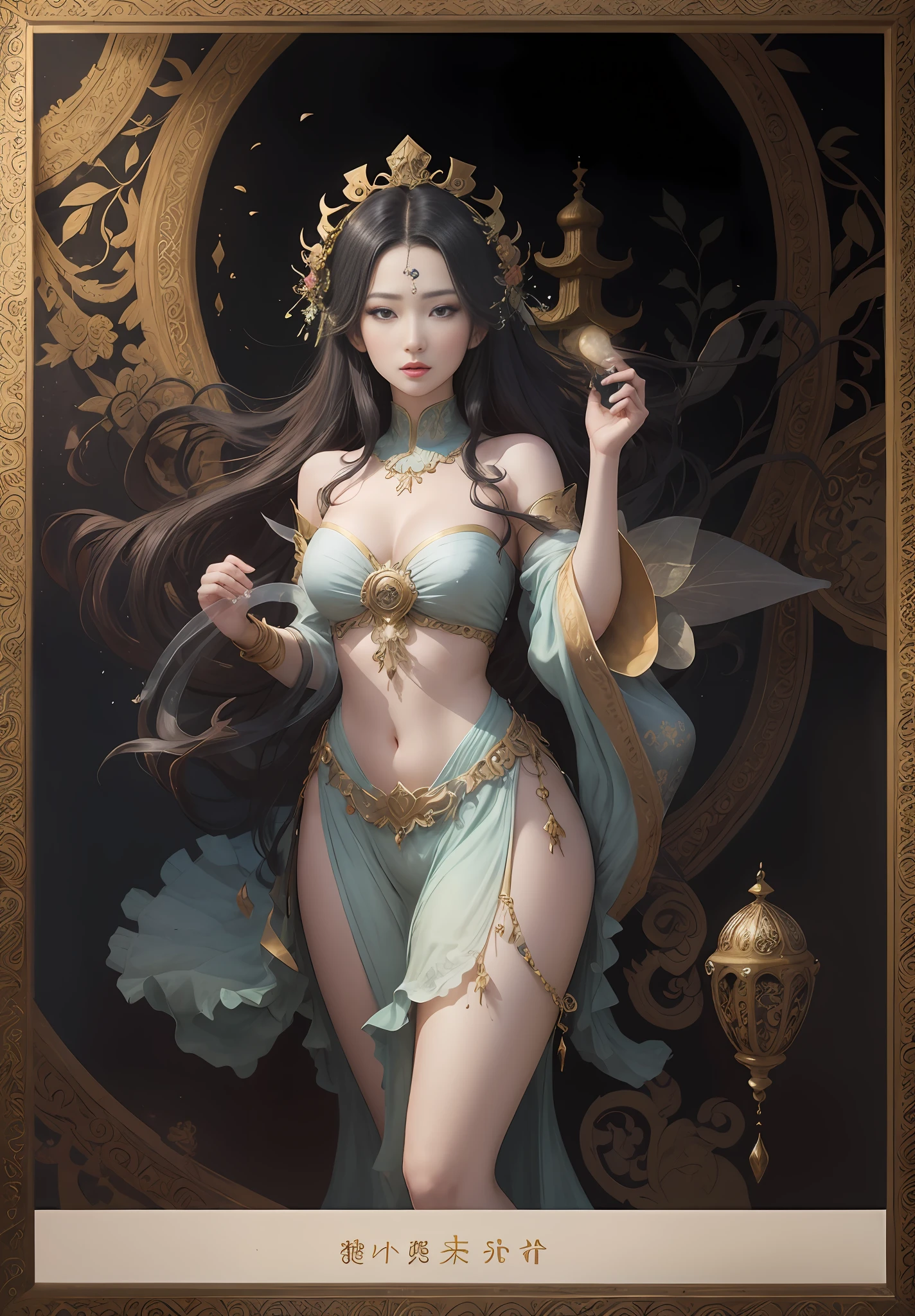 A woman, an oriental mythological figure, fairy, mythical, beautifully dressed