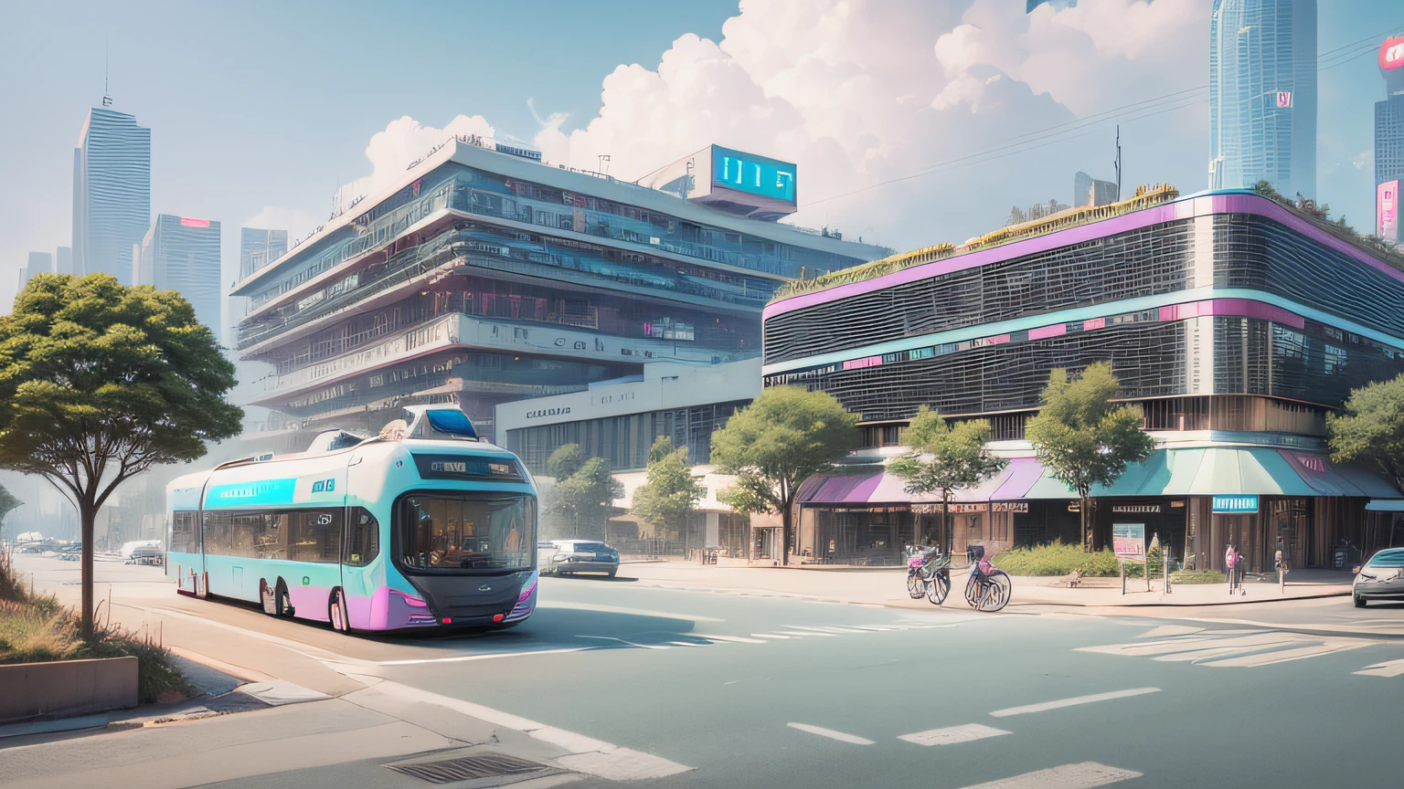 futuristic city,a visual spectacle,Midjourney algorithm,the ai,realistic big breasts,ALEXA camera,neon lighting,Cyberpunk Style,Pink blue purple light --auto