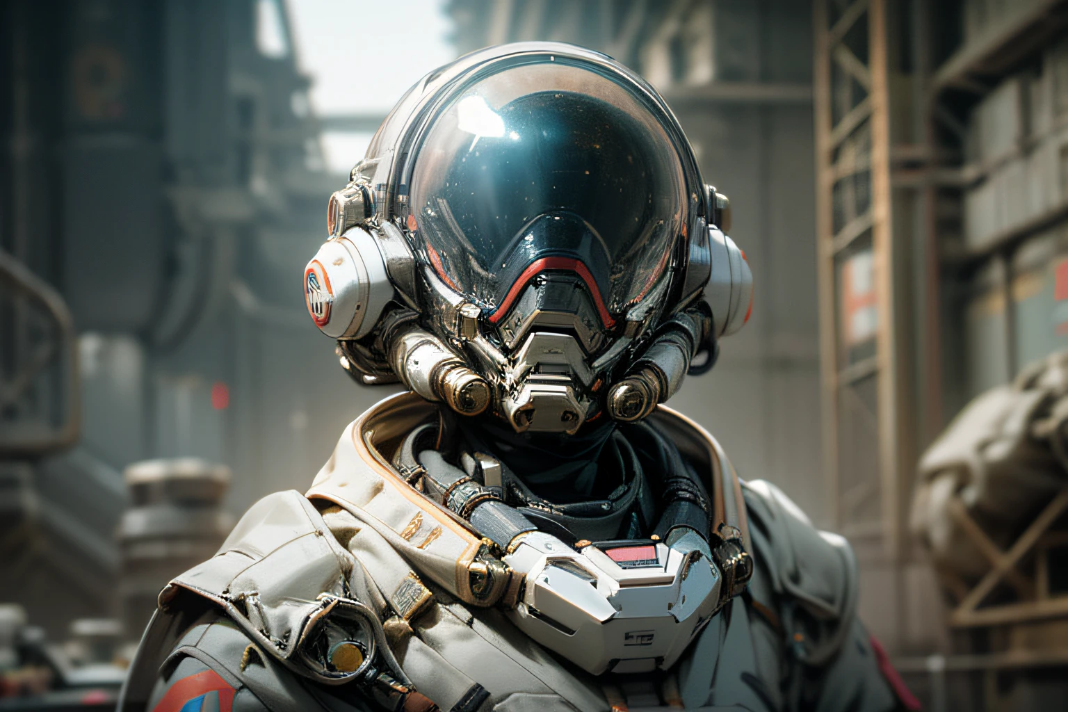 Astronaut standing in a ruined city in dirty spacesuit, dusty spacesuit, portrait of artificial intelligence astronaut, portrait of astronaut, modern spacesuit, astronaut standing and watching, portrait of astronaut, portrait of astronaut, futuristic astronaut, interstellar spacesuit, Stefan Cordell inspired, sci-fi spacesuit, wearing spacesuit, futuristic spacesuit, wearing spacesuit and helmet, hyperrealistic, realistic texture