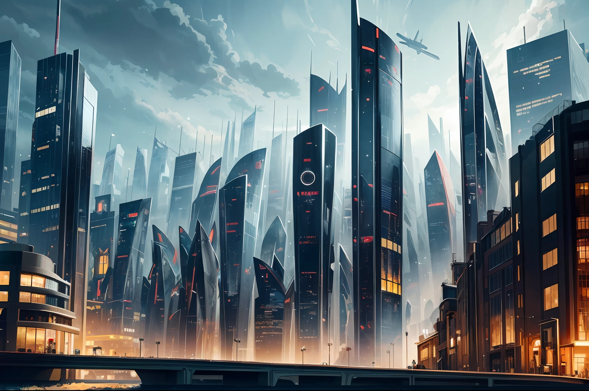 science fiction art, futuristic city of London