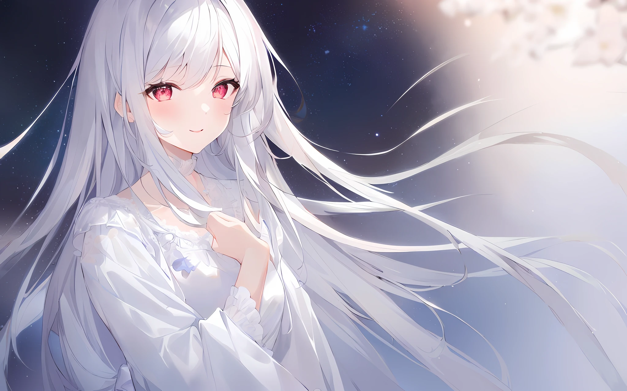 1girl, full body, denim photo, (Rembrandt), illustration, (masterpiece), (best quality), (ultra_detailed), finely detail, (Depth of field), gloves, long hair, star\ (symbol\), looking at viewer, (Silver hair:1.2), red eyes, upper body, hair ornament, :p, frills, pink shirt, smile, sleeveless, shirt, idol, symbol-shaped pupils, hands up, brags smile, sleeveless, shirt, idol, hands up, bangs, side up, arms up, skirt pulling, roaring twenties, isometric, seen from above, sky, flowers, cliffs,