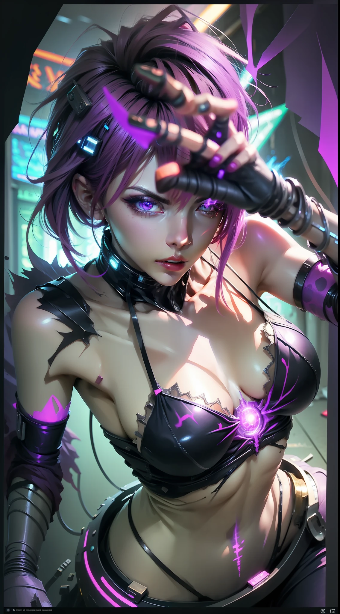 Urban woman in Spider-Man tights, regular breasts, Cyberpunk Style, Neon background, Real face, multicolored hair, evil, despair, expressionless eyes, Ultra-Wide Angle, cinematic lighting, glowing light, from above, best quality, super detail, masterpiece, anatomically correct, 8k