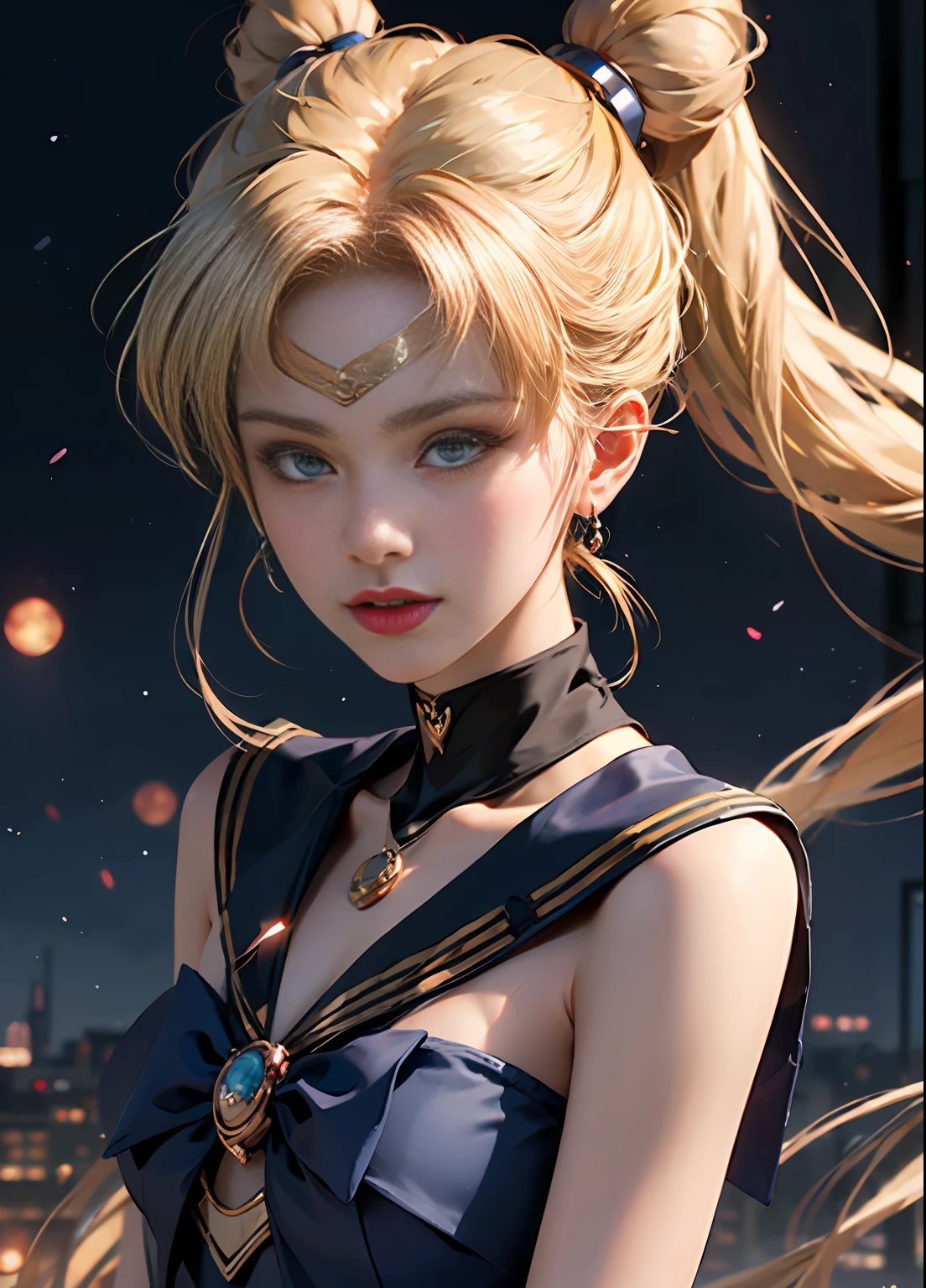 ((Masterpiece)), (Best Quality), (Ultra Detailed), ((Very Detailed)), 4K, (8K), Sailor Moon, Long Blonde Hair, Double Ponytail, Sailor Moon Aesthetics, Dream Core,