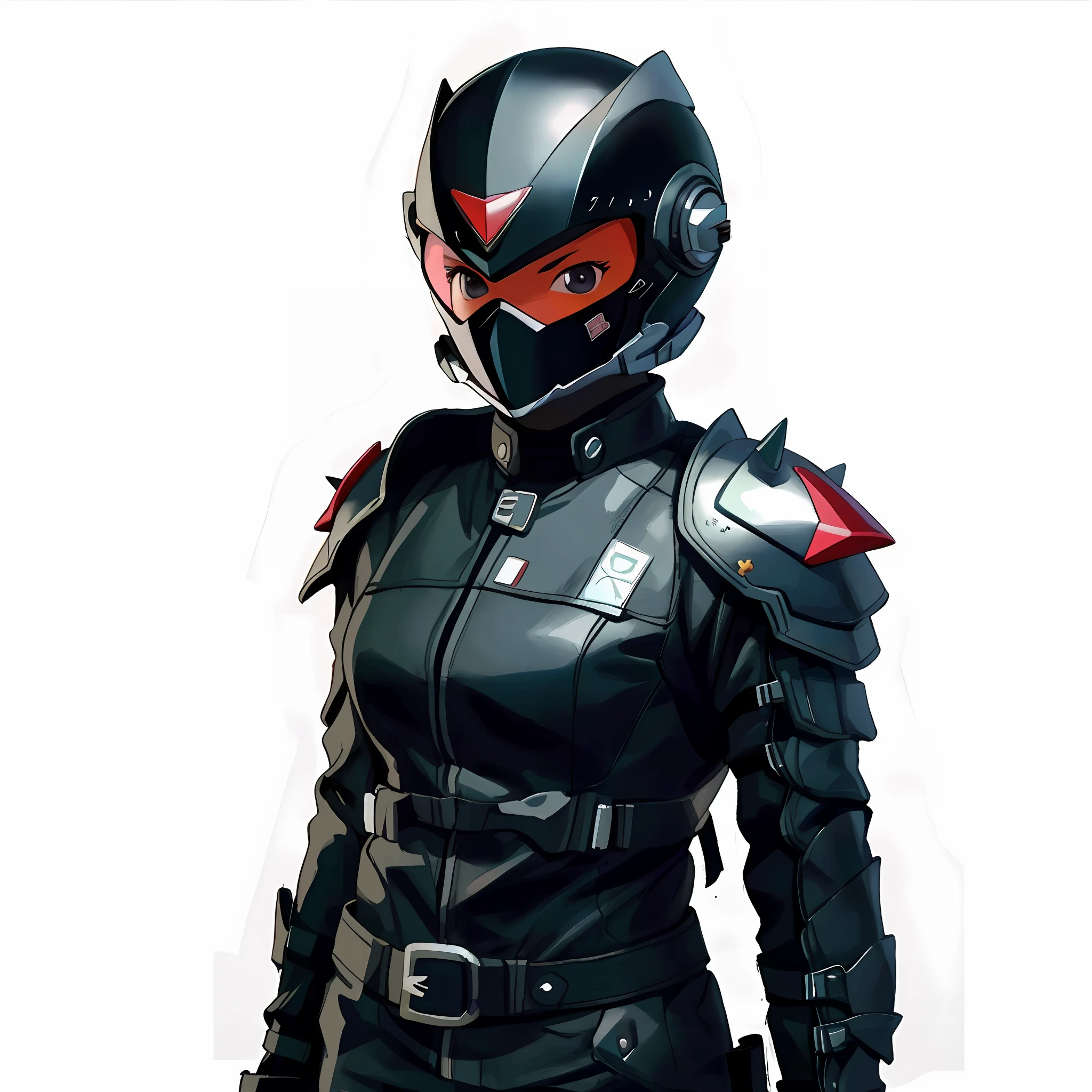 8k, 4k, (highres:1.1), (best,great,amazing quality), (masterpiece:1.3), 1girl, anime, cartoon, motorcycle helmet, motorcycle jacket, motorcycle armor, obscured face, shoulder pads, chest armor, spikes,