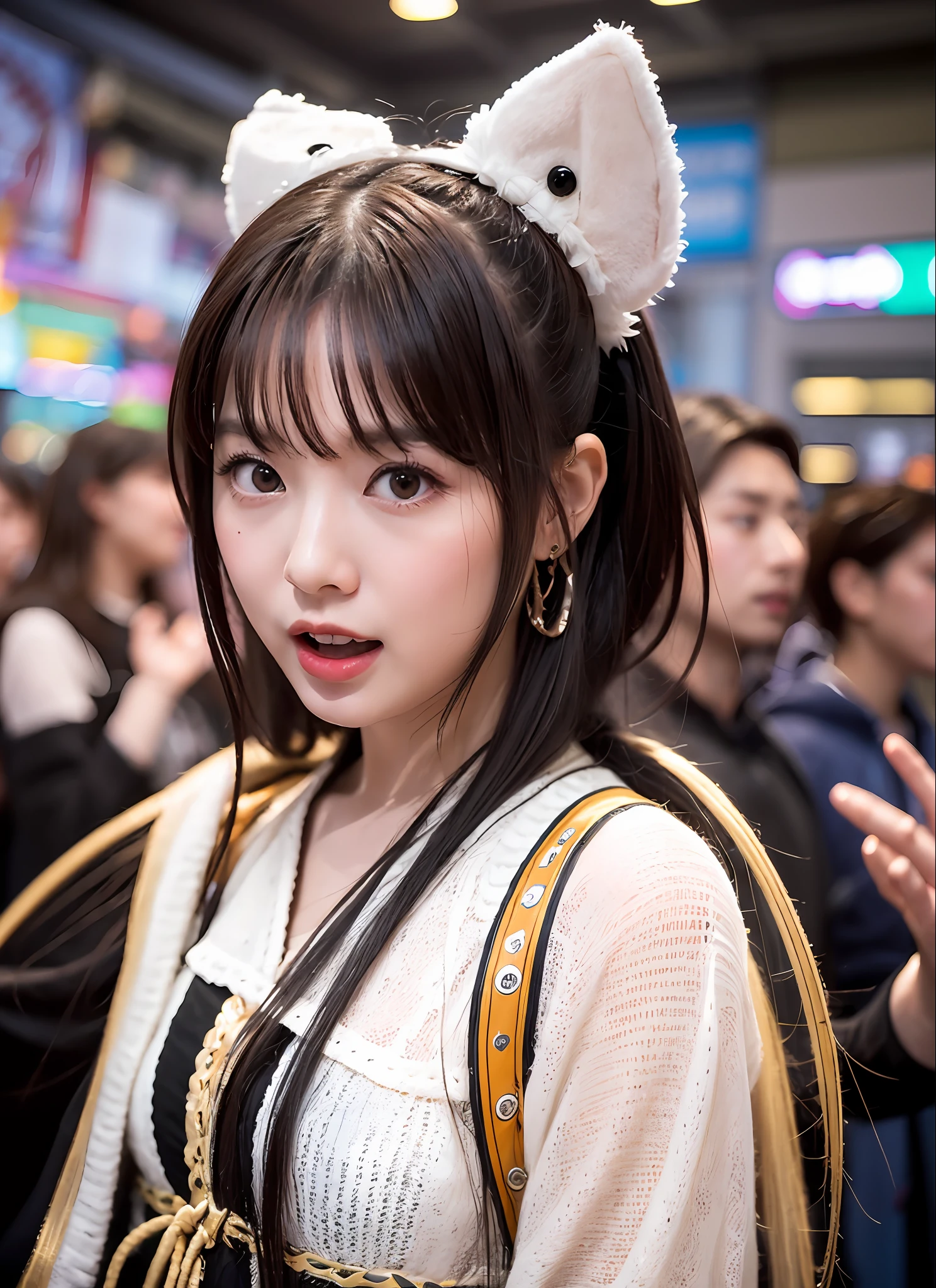 Generate funny and surprising images of young Japan female motifs in high quality. This image disappoints ordinary expectations, provides surprises and laughter. The female figure is based on an unpredictable and wacky concept and is represented in novel styles and poses. The backgrounds and environments are also different from the usual, incorporating strange places and landscapes. The colors and compositions have a unique and intense visual impact, surprising and intriguing the audience. The overall atmosphere is full of humor and playfulness, with unexpected elements. This image will delight the audience and stimulate new perspectives and sensations.