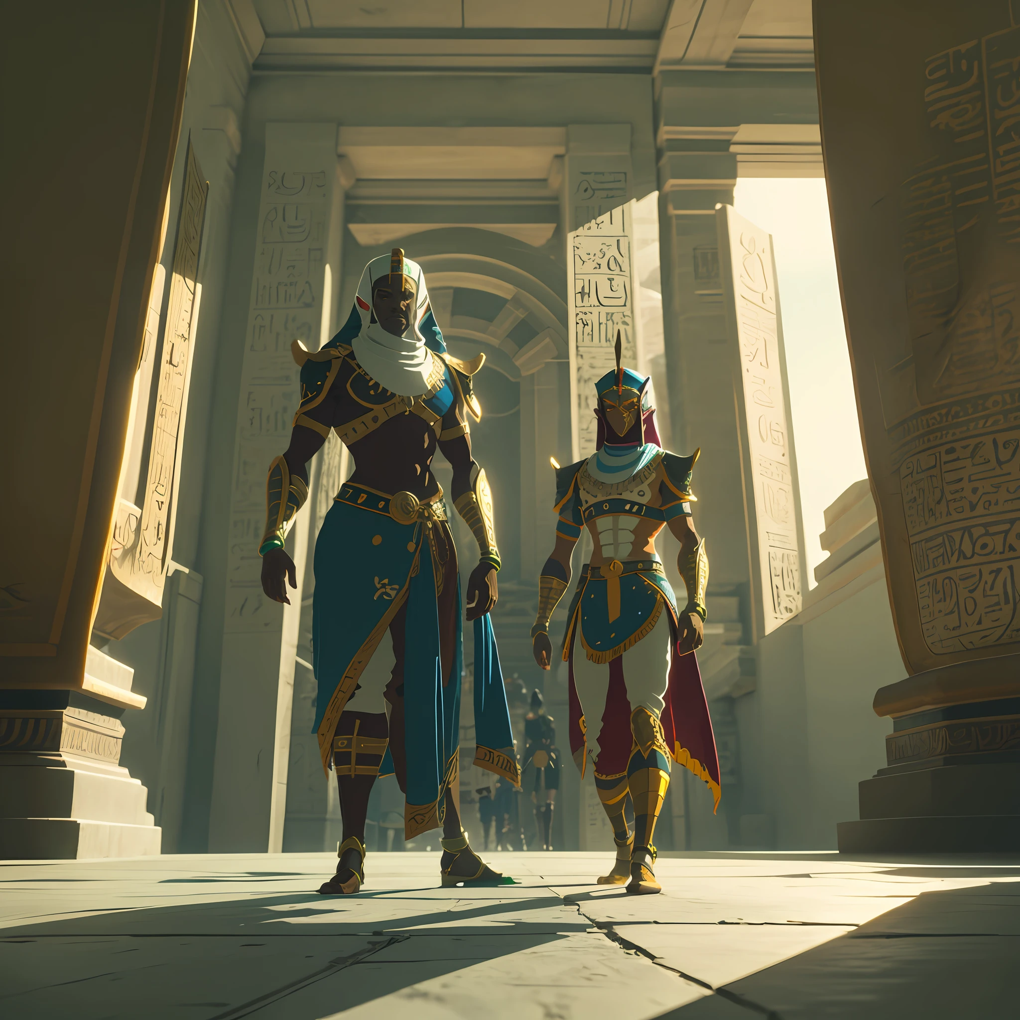 anime style art, male, futuristic technological aliens in ancient egypt
