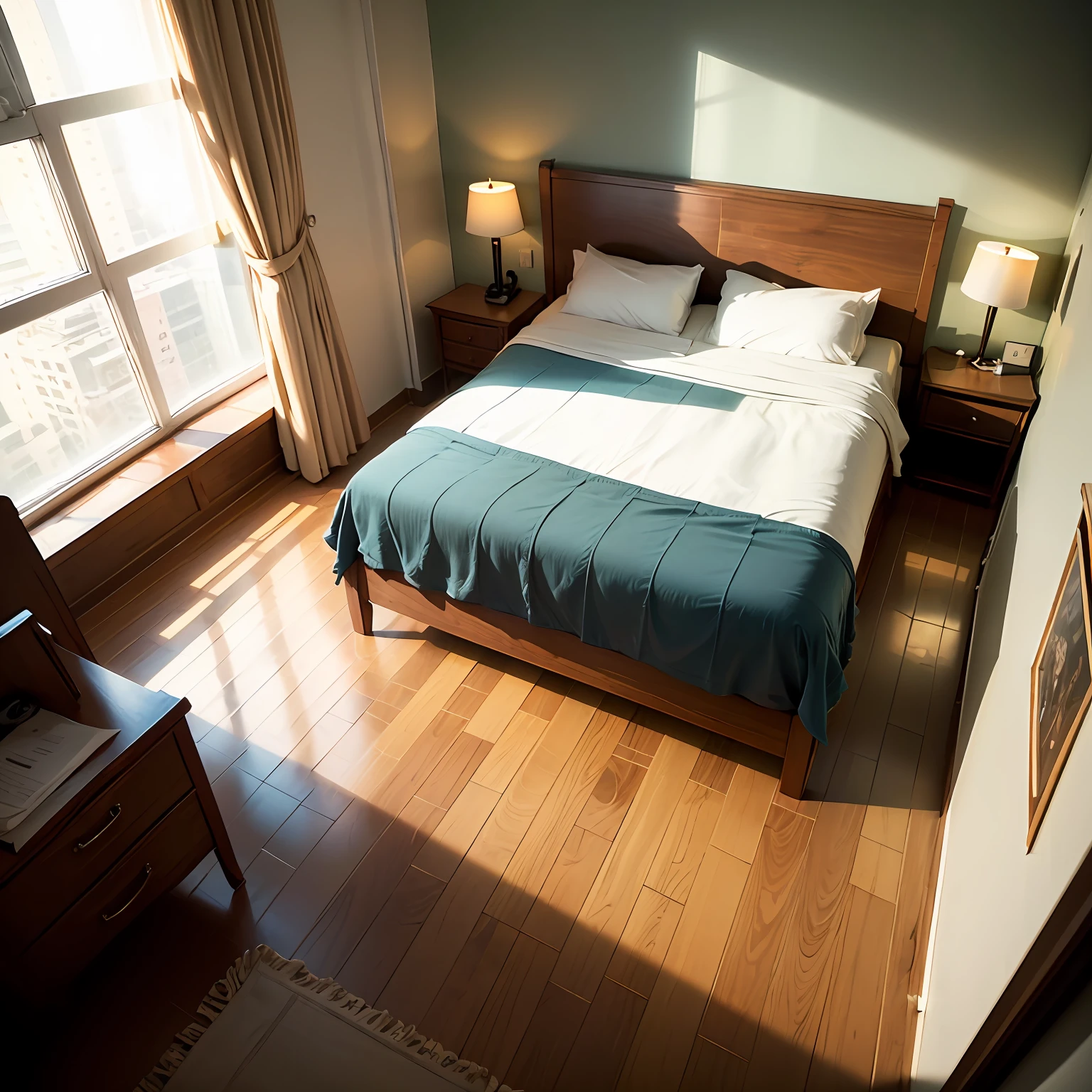 bedroom, unattended, love hotel, composition seen from above --auto