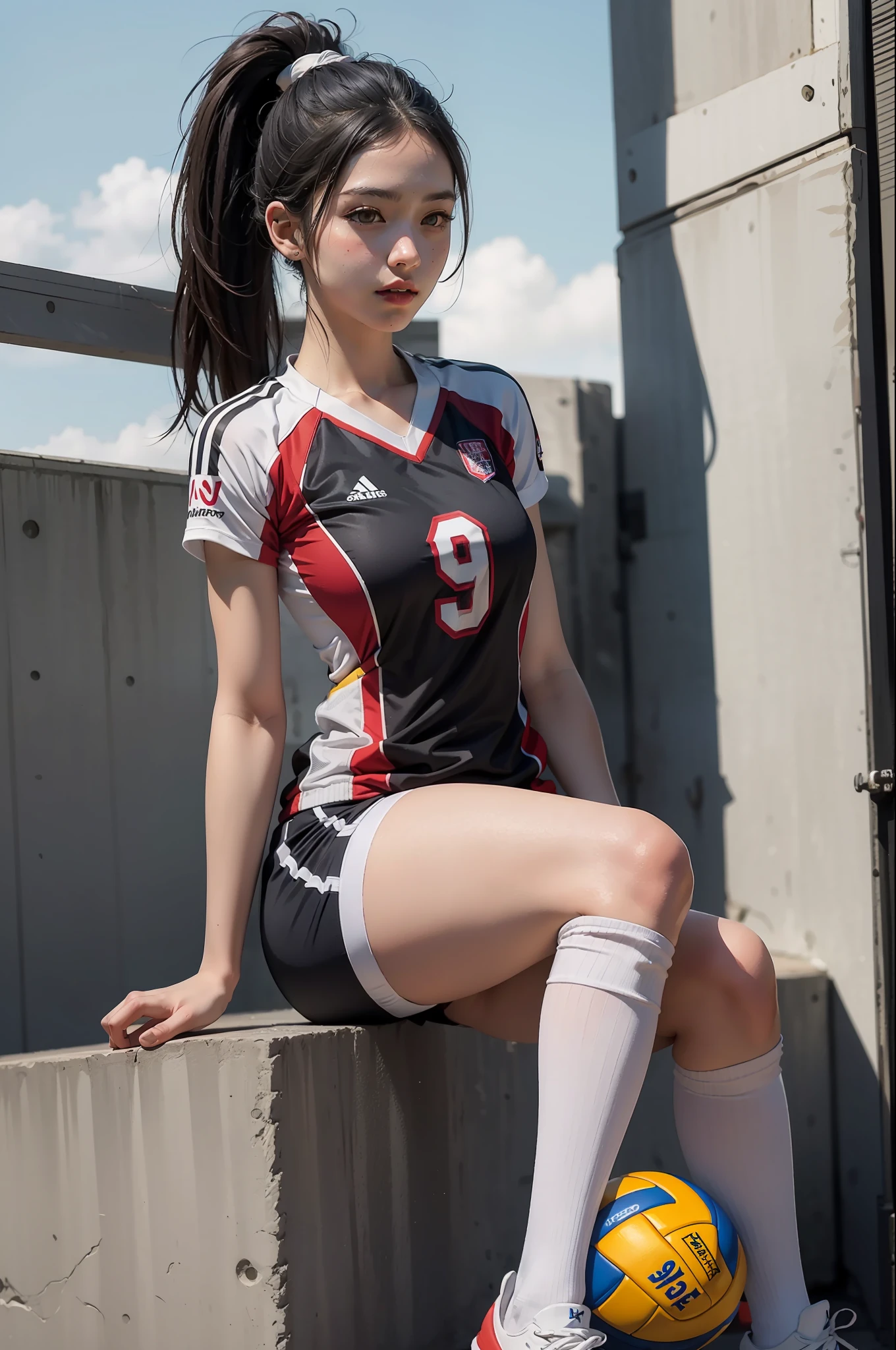 ultra detailed, aesthetic, masterpiece, best quality, photorealistic,volleyball uniform girl,