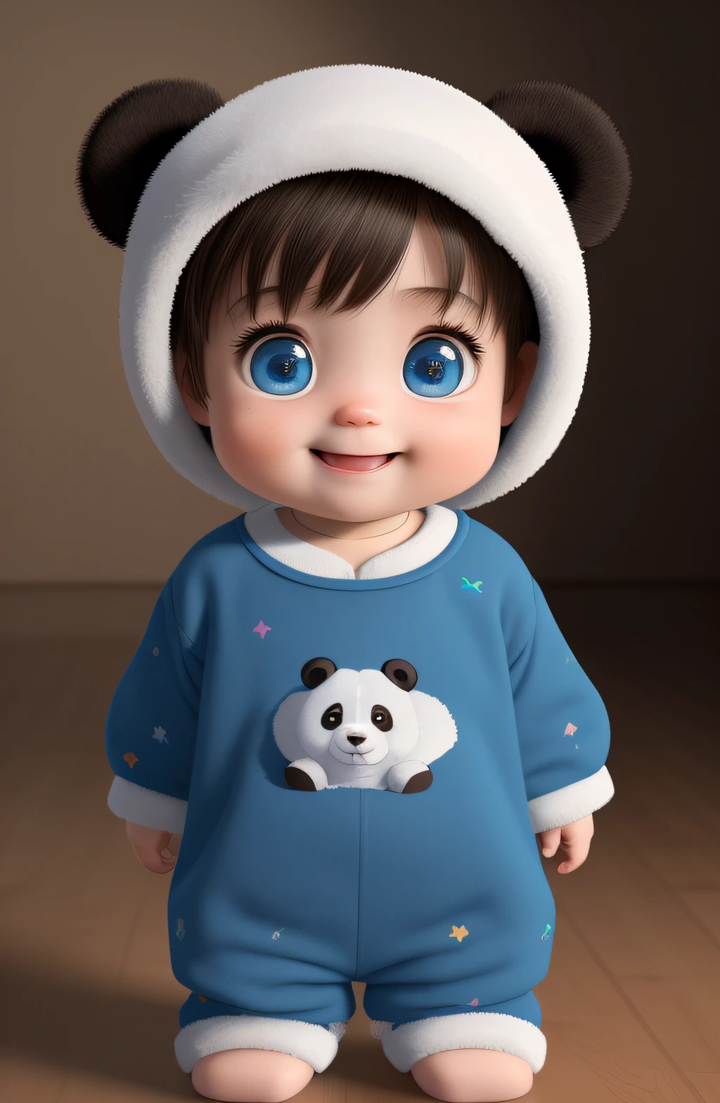 (masterpiece), (best quality), (ultra-detailed), (full body:1.2), Super cute, Baby, Pixar, Baby panda in pajamas, Big bright eyes, Fluffy, Smile, Delicate and fine, Fairy tales, Incredibly high detailed, Pixar style, Bright color palette, Natural light, Simple background with pure color, Octane render, Trending on Artstation, Gorgeous, Ultra wide angle, 8k, HD, Realistic